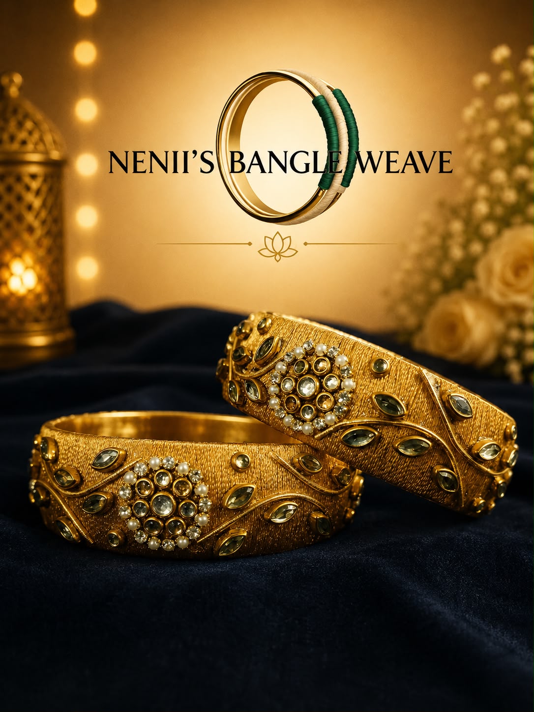 Women's Gold Kundan Bangle Set