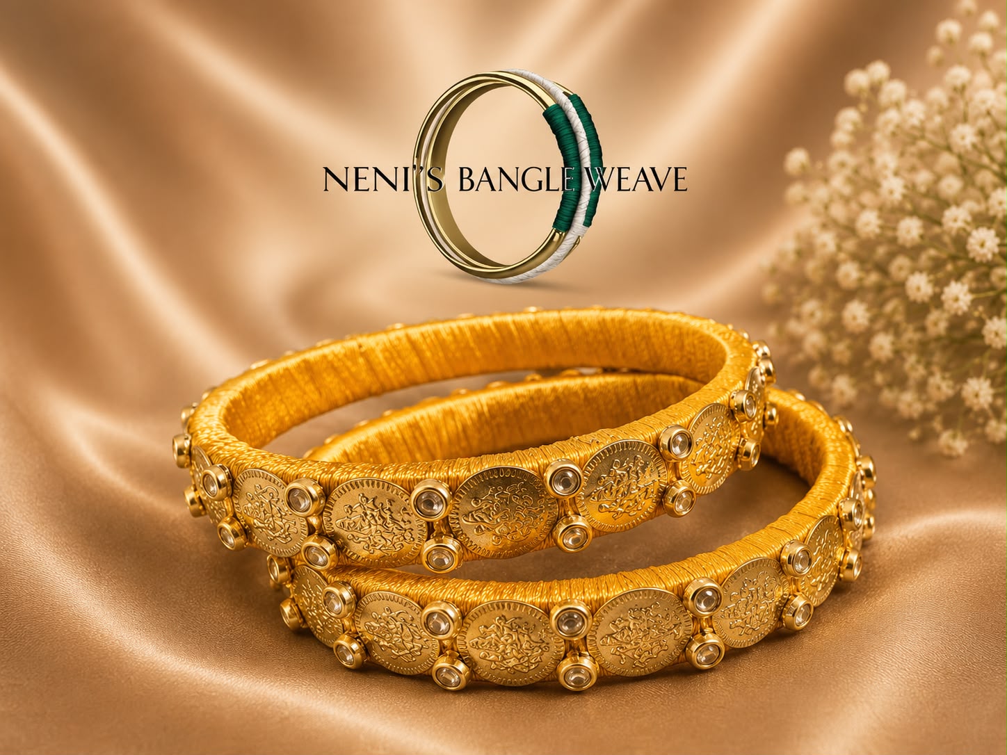 Women's Gold Coin Silk Thread Bangles