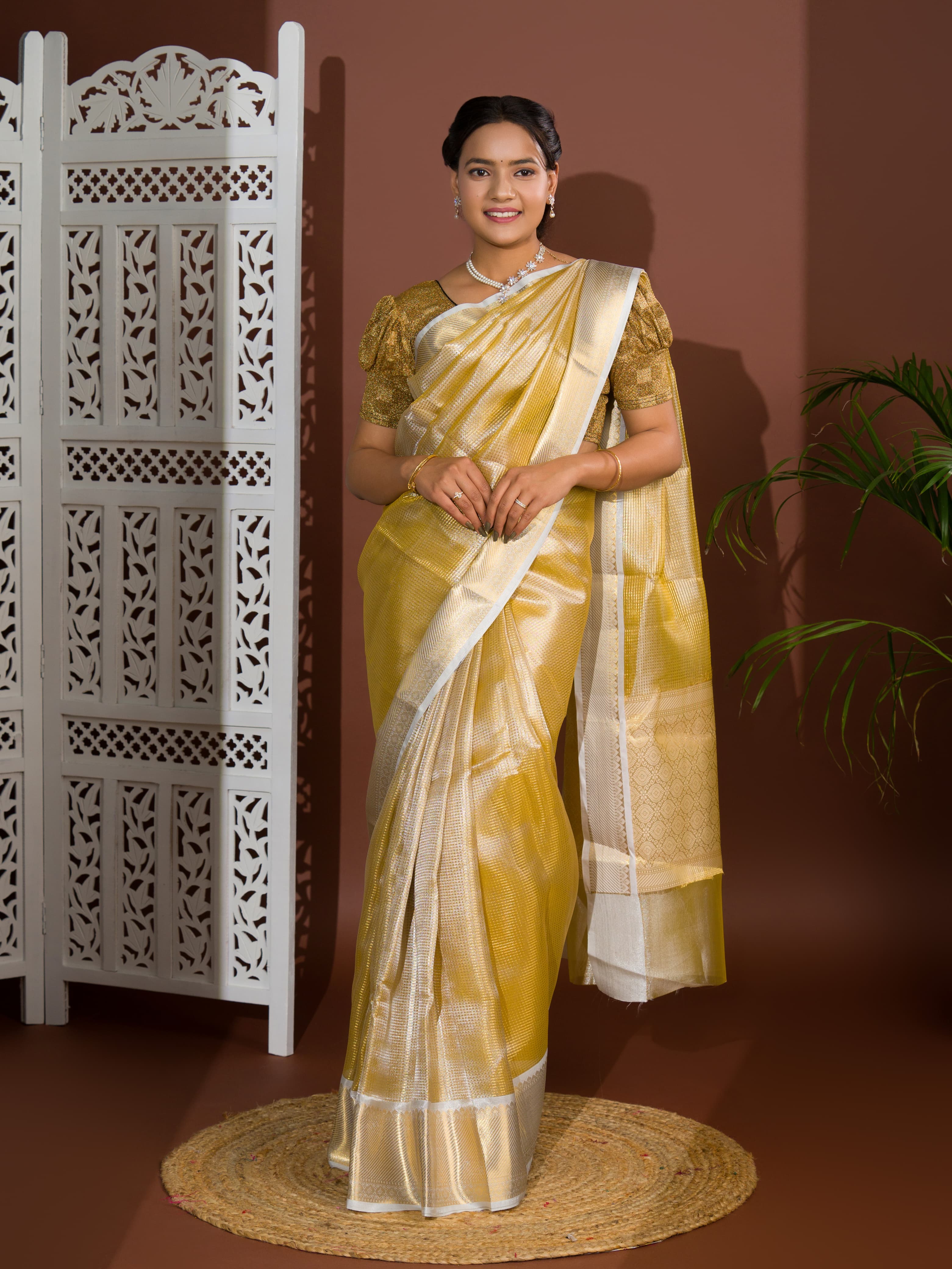 Women's Tissue Silk Banarasi Zari Weaving Saree  KB