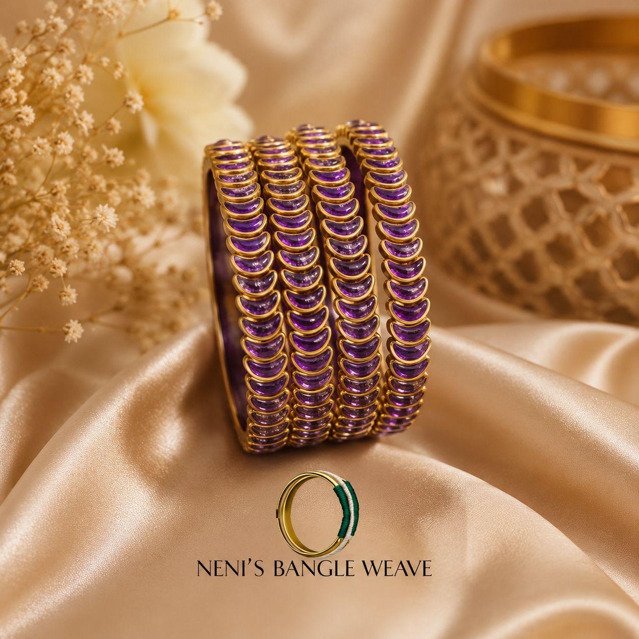 Women's Purple Enamel Bangle Set