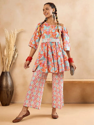 winered-woman-one-shoulder-geometric-print-co-ord-sets