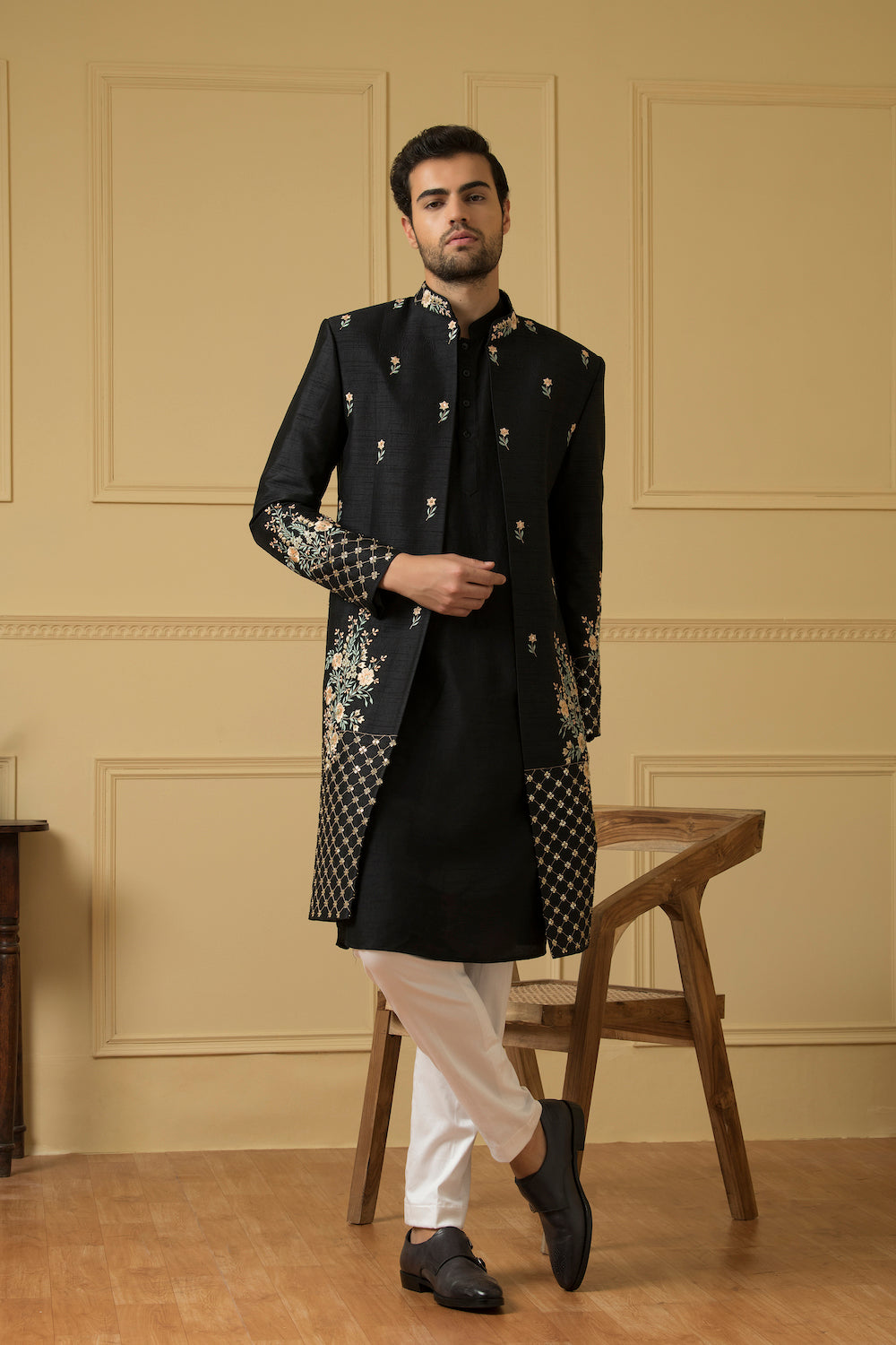 Men's Floral Noir Jacket Set