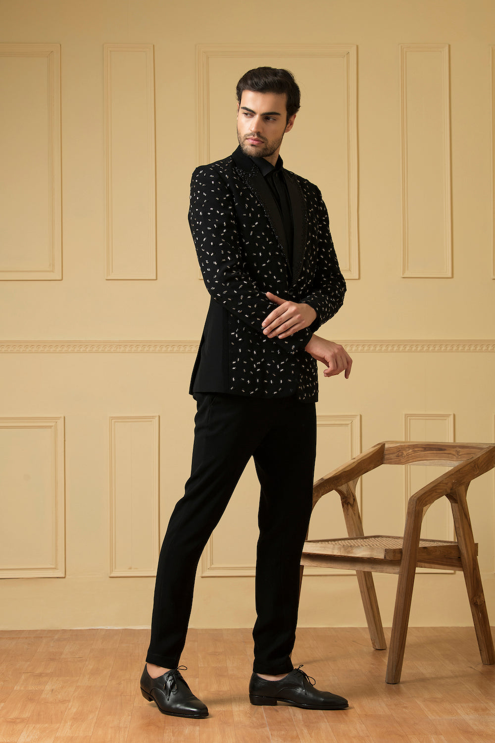 Men's Black Beads Blazer