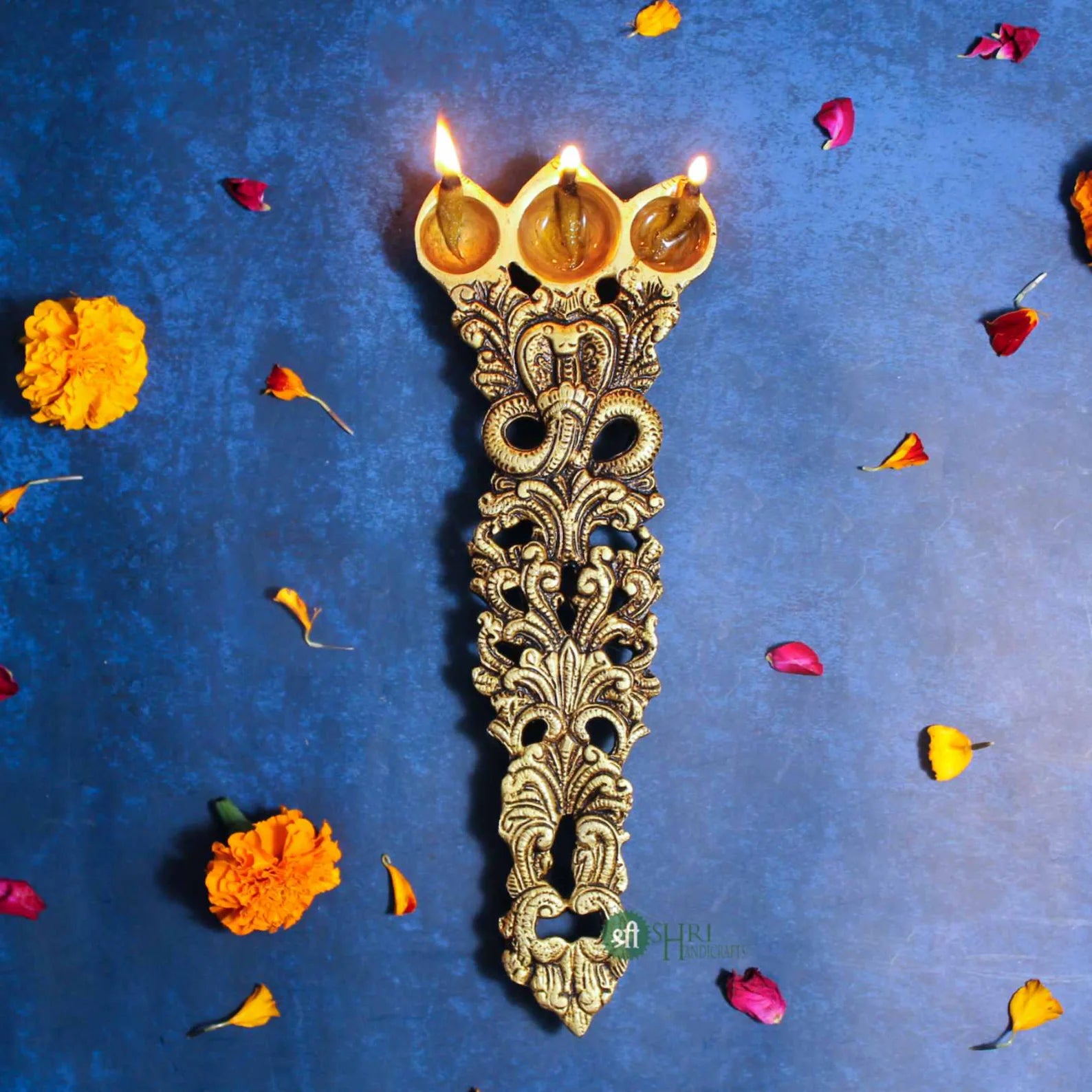 10-Inch Brass Aarti Spoon. Traditional Oil Dispenser for Rituals, Puja, and Ceremonial Use