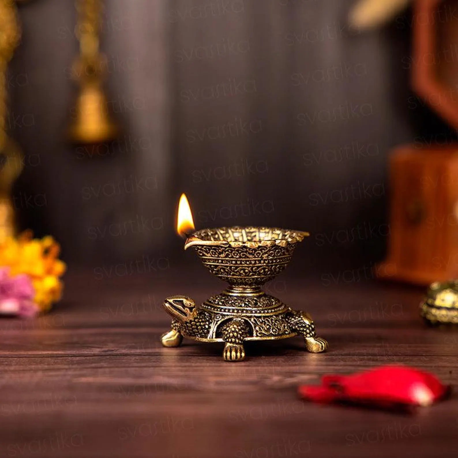 Brass Tortoise Diya: Vastu Home Decor, Spiritual Blessing (1.5 Inch)