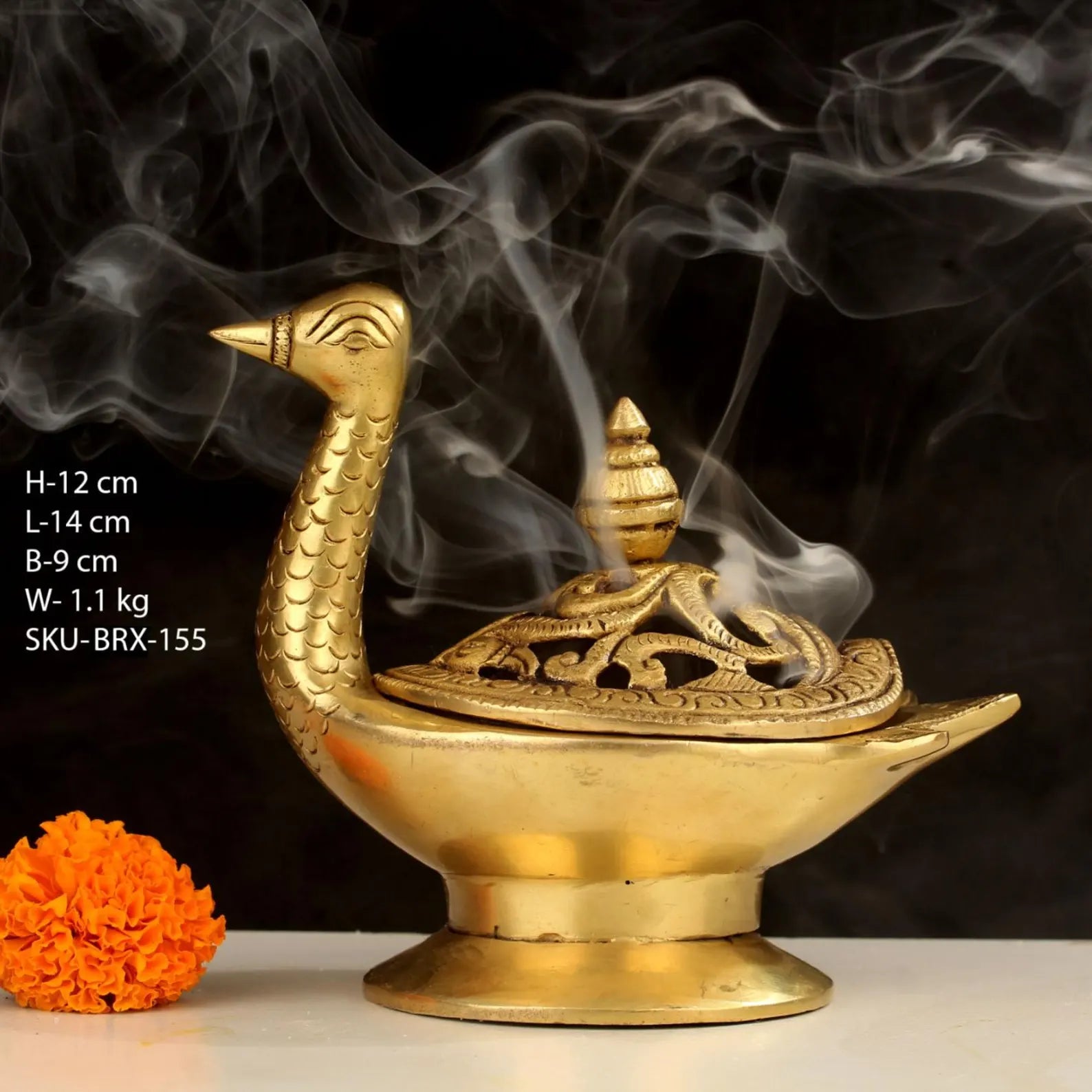 Brass Duck Shape Dhuni | Incense Dhoop Burner for Purification & Décor