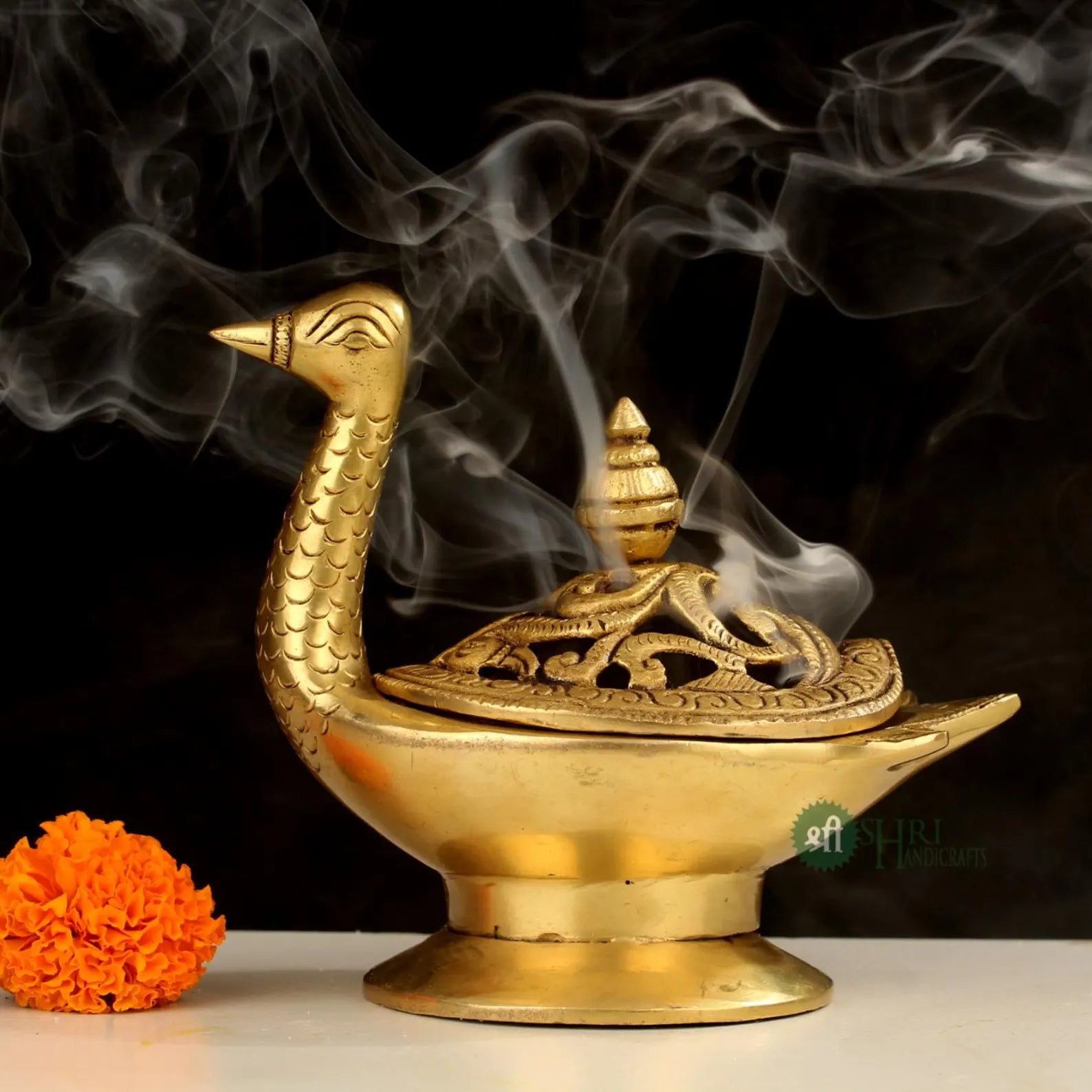 Brass Duck Shape Dhuni | Incense Dhoop Burner for Purification & Décor