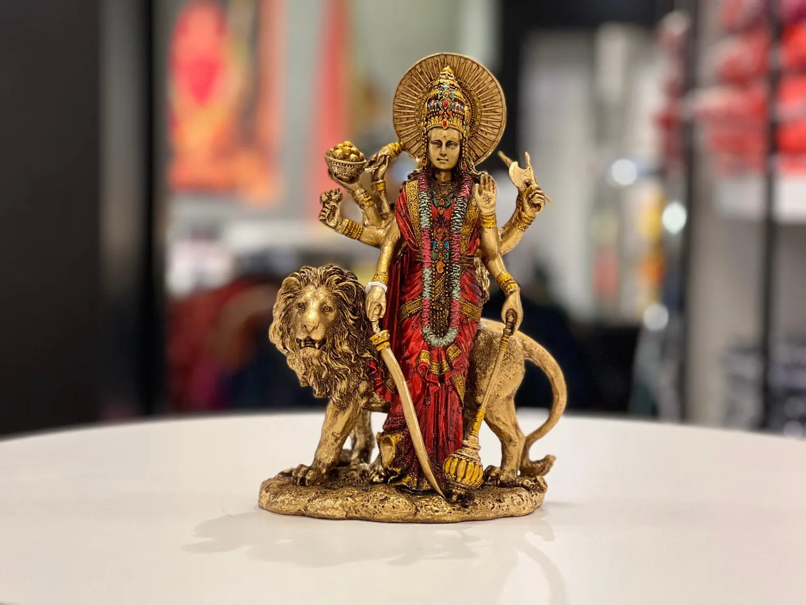 Resin Durga Idol – Handcrafted Hindu Goddess Statue for Home & Pooja Decor