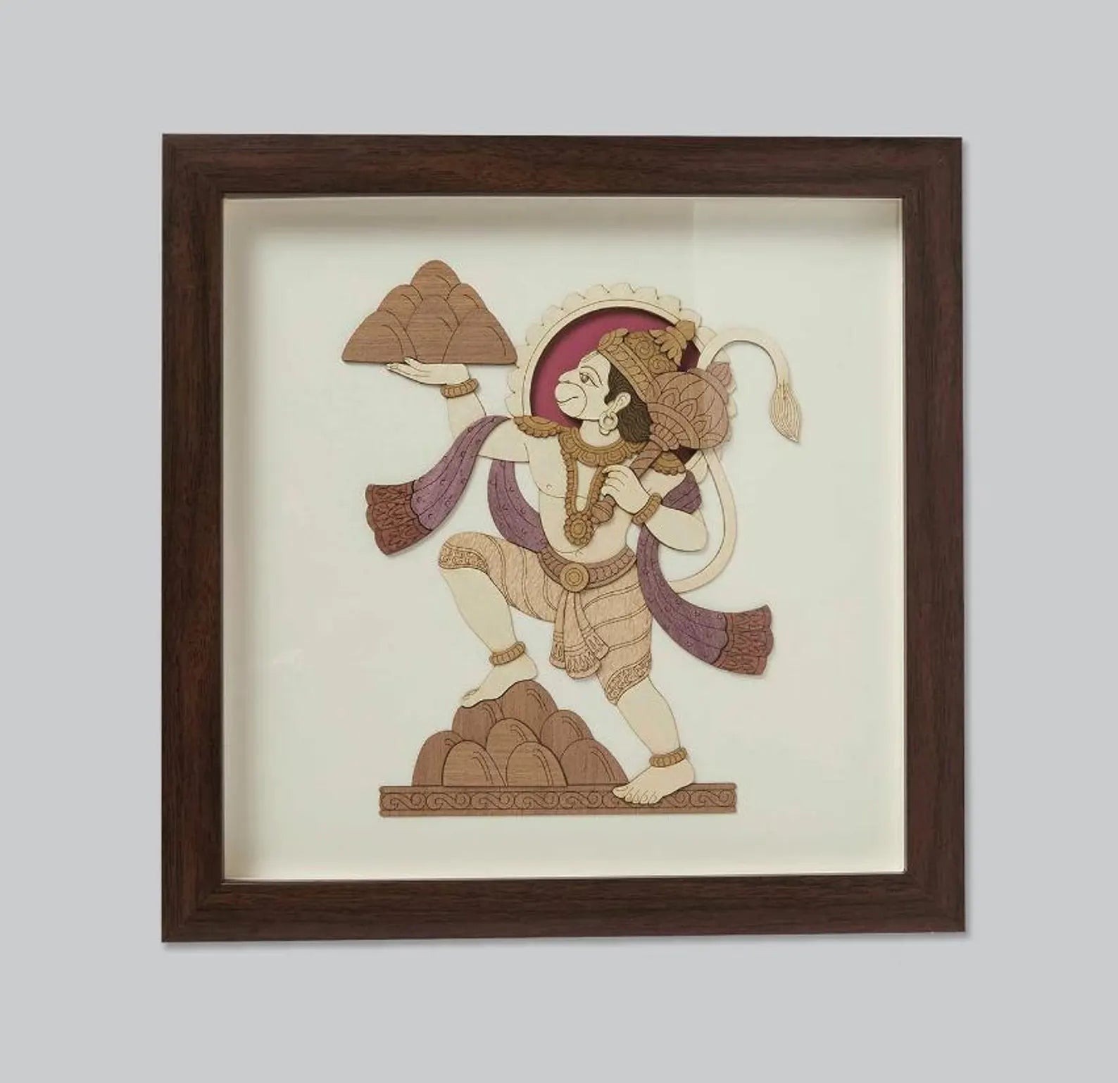 Hanuman Wooden Art Frame 10 x 10 Inches