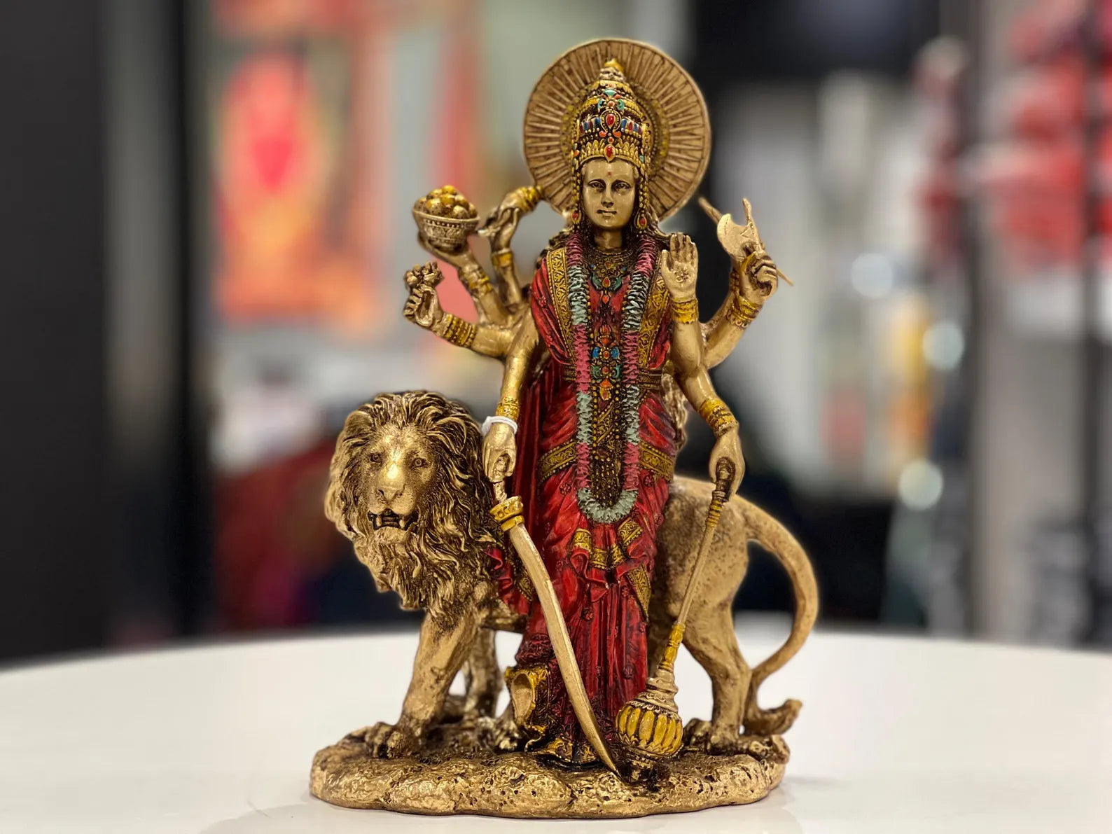 Resin Durga Idol – Handcrafted Hindu Goddess Statue for Home & Pooja Decor