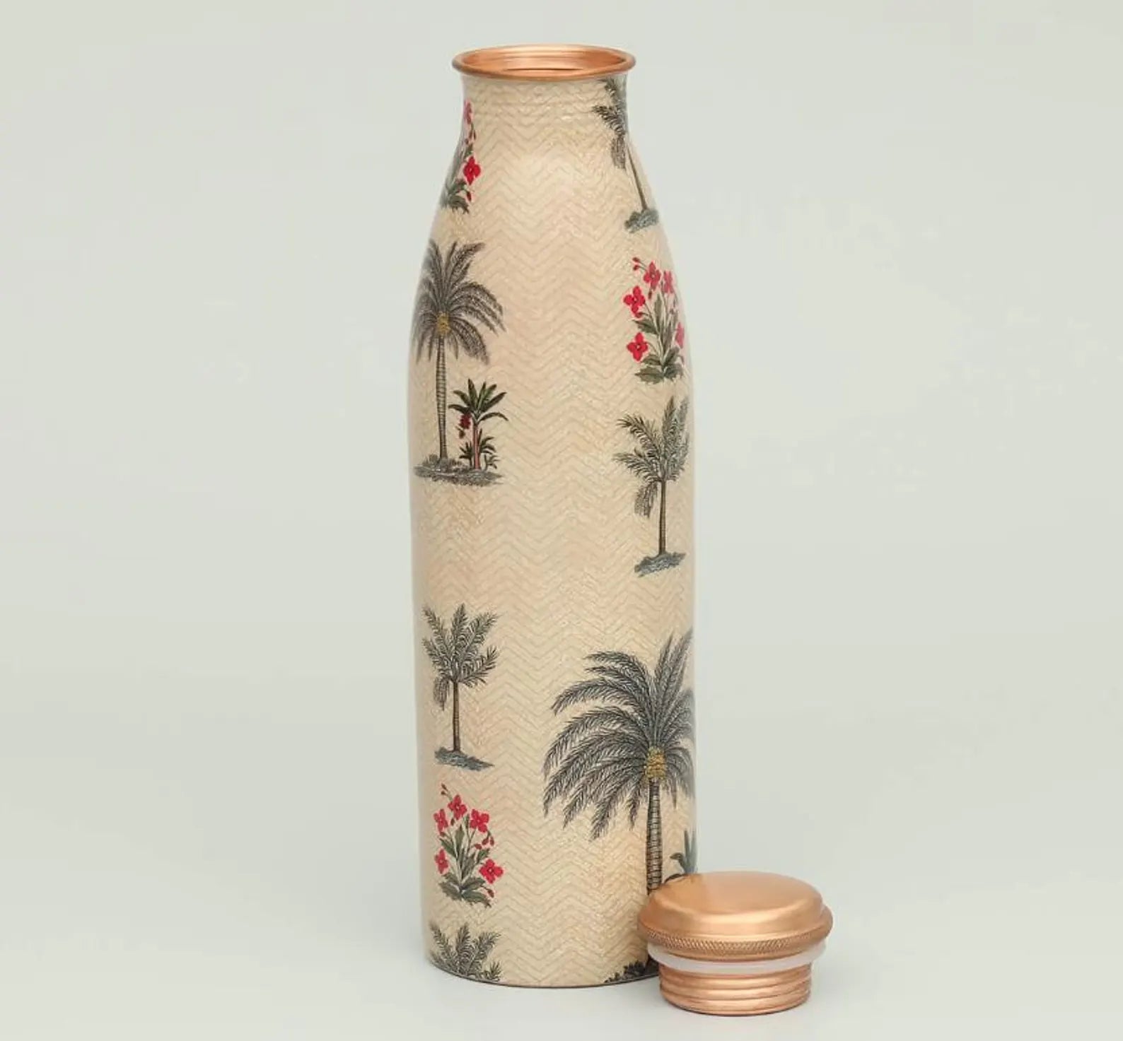 Chevron Palm Pure Copper Water Bottle