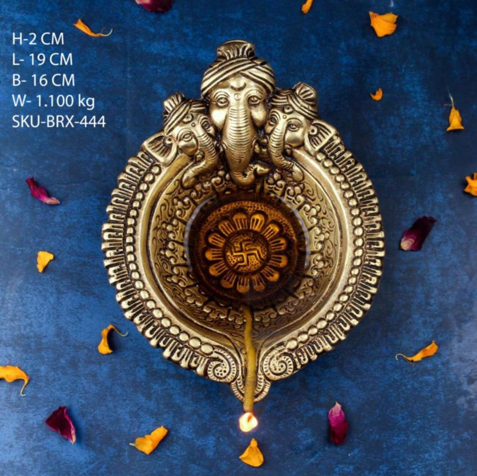 6 Inch Traditional Ganesha Oil Lamp for Pooja & Decor