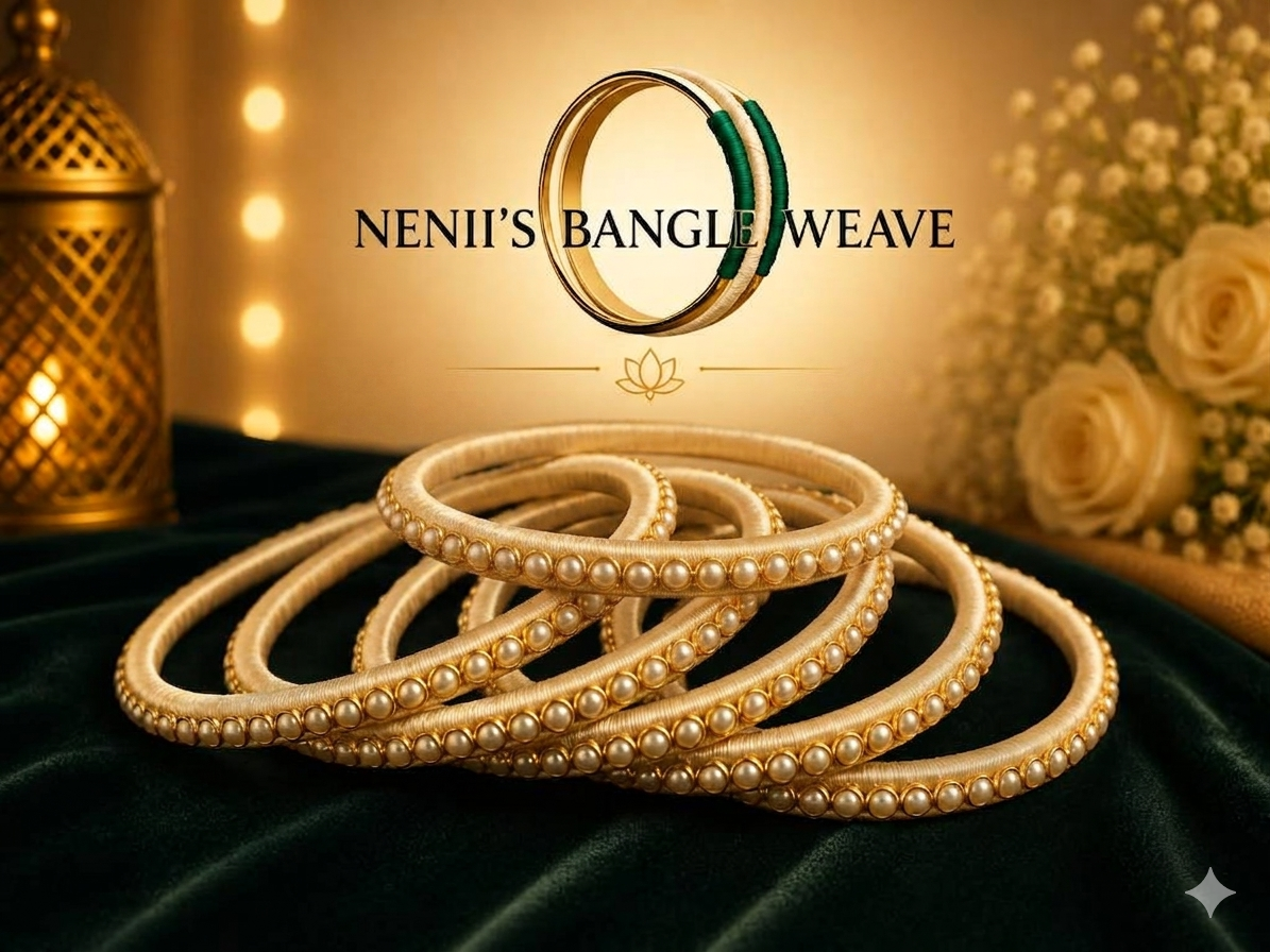Women's Pearl Beaded Silk Thread Bangle Set