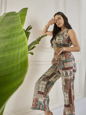 winered-women-overlaped-lapel-collar-co-ord-set