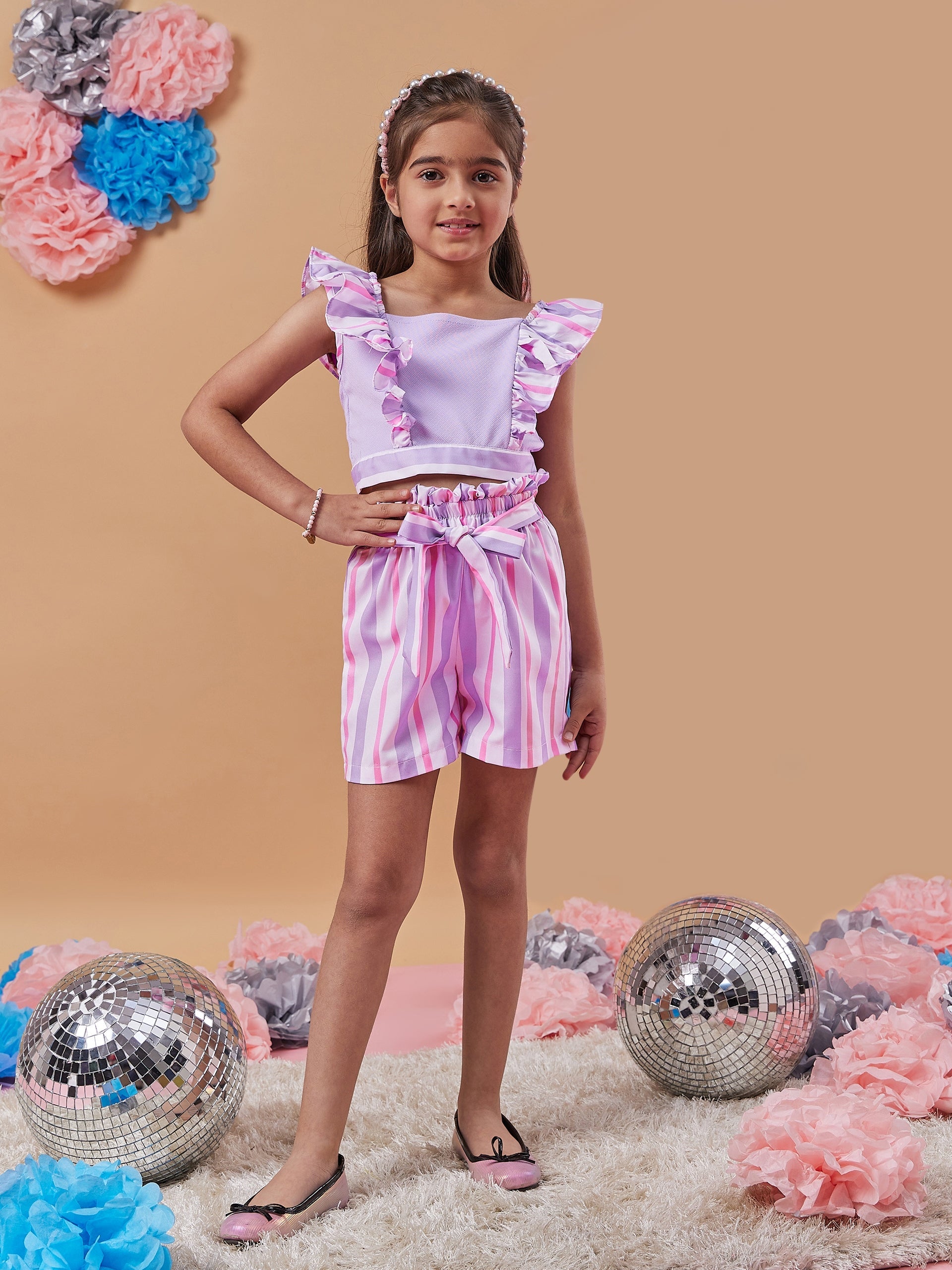 Girls Striped Top With Shorts