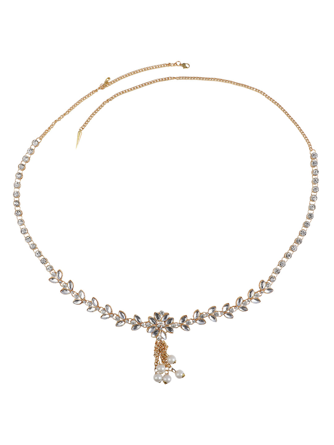 Women's Gold-Plated Kundan Studded & Beaded Traditional Kamarbandh