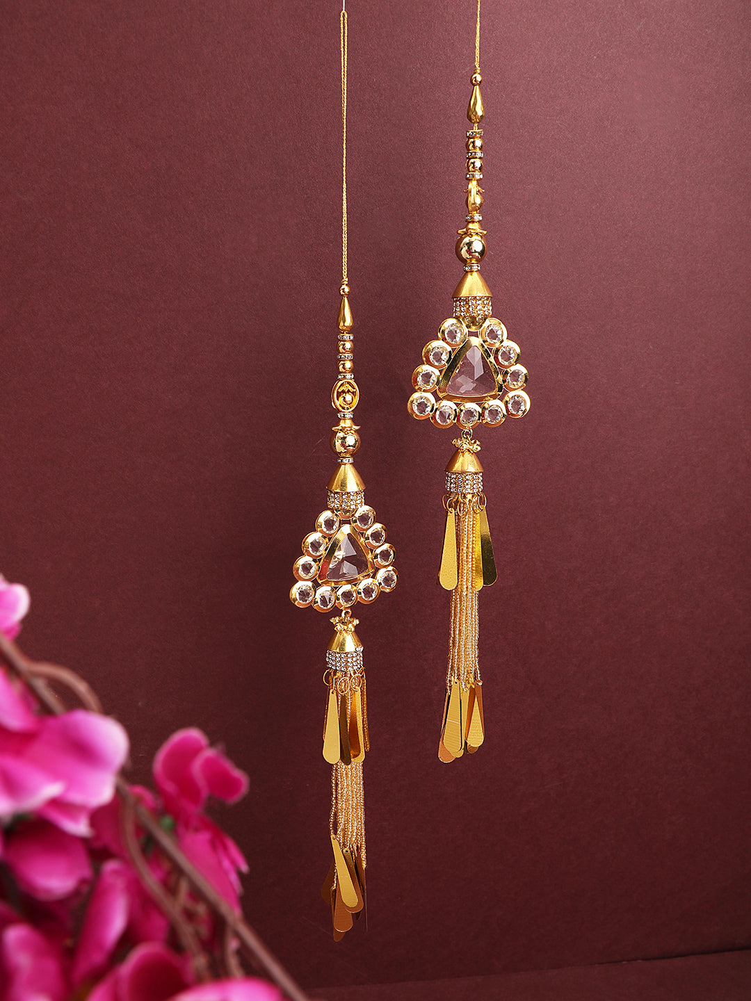 Women's wedding Handmade Hanging bridal heavy Gold Tassels Lehange Fancy Beautiful Pair of Latkans