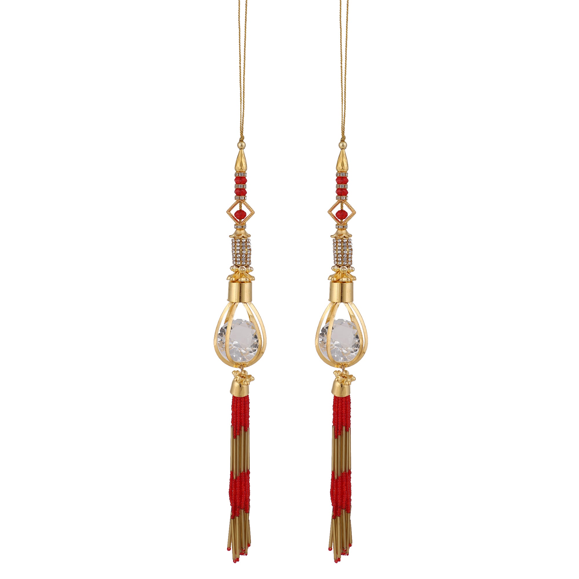 Women's wedding Handmade Hanging bridal heavy Red Tassels Lehange Fancy Beautiful Pair of Latkans