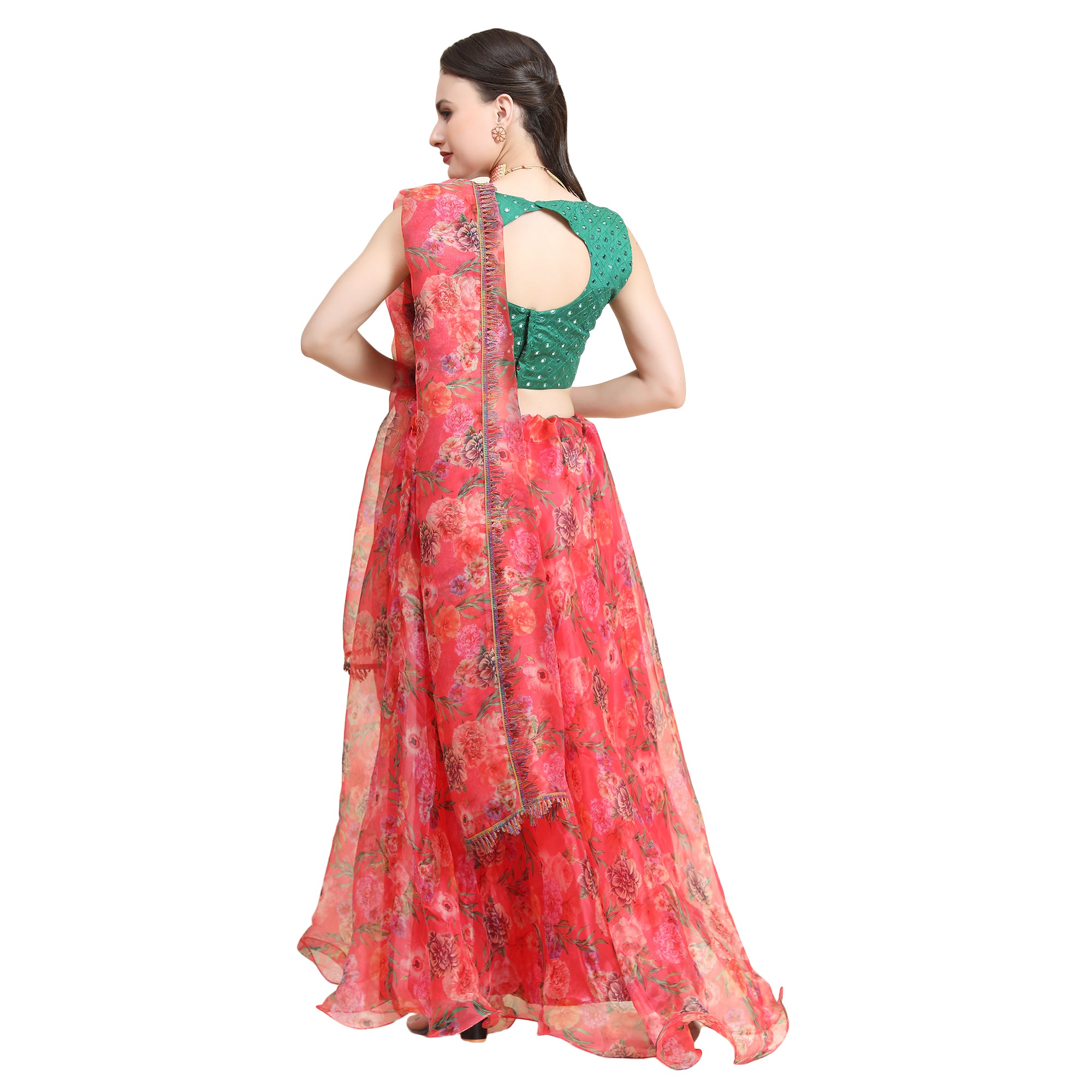 Women's Red color Semi-Stitched  Lehenga Choli with Dupatta