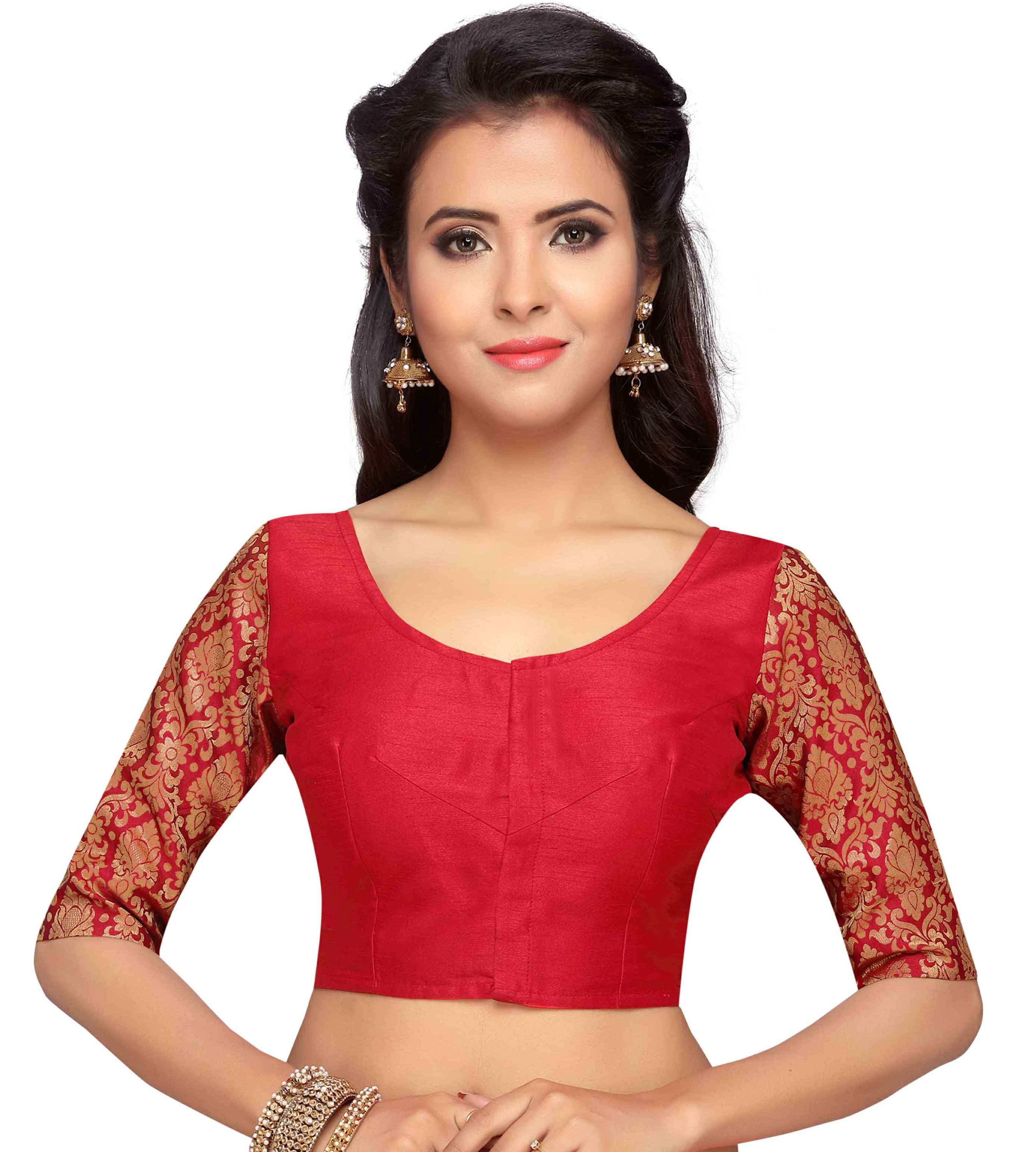 Women's Red Silk Saree Blouse