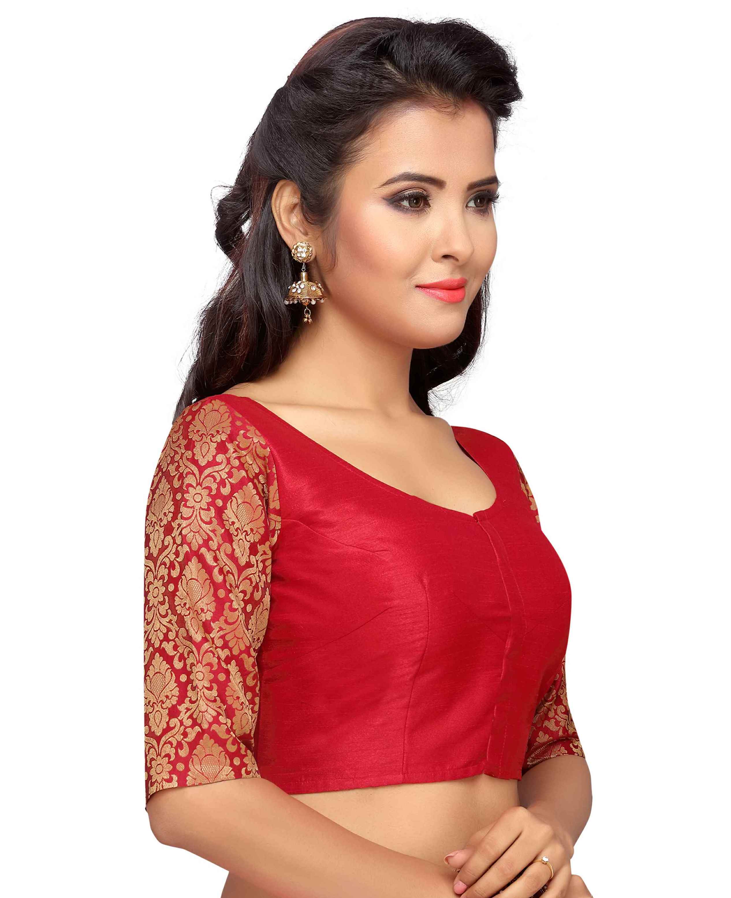 Women's Red Silk Saree Blouse