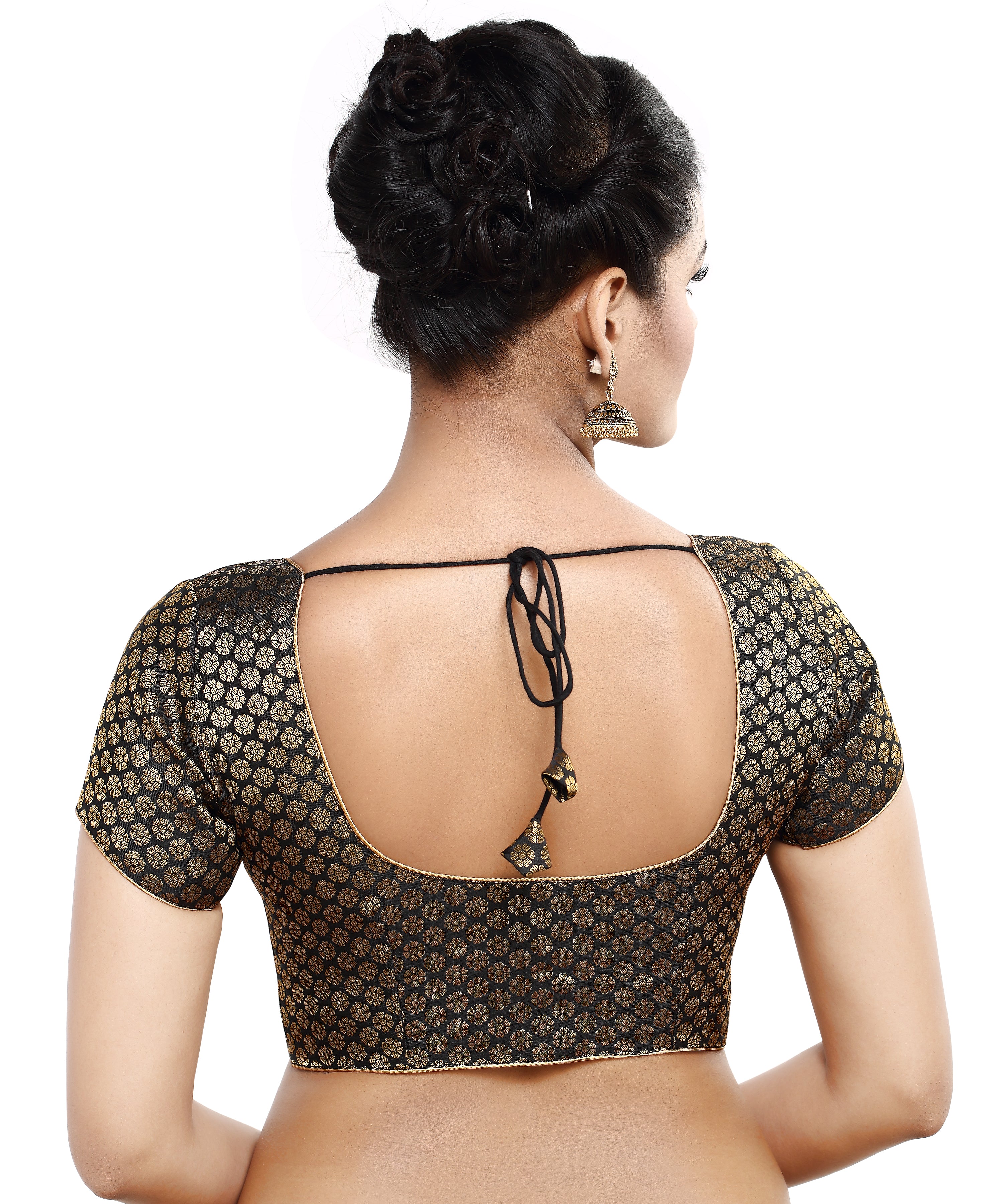Women'S Short Sleeves Banaras Brocade Readymade Saree Blouse