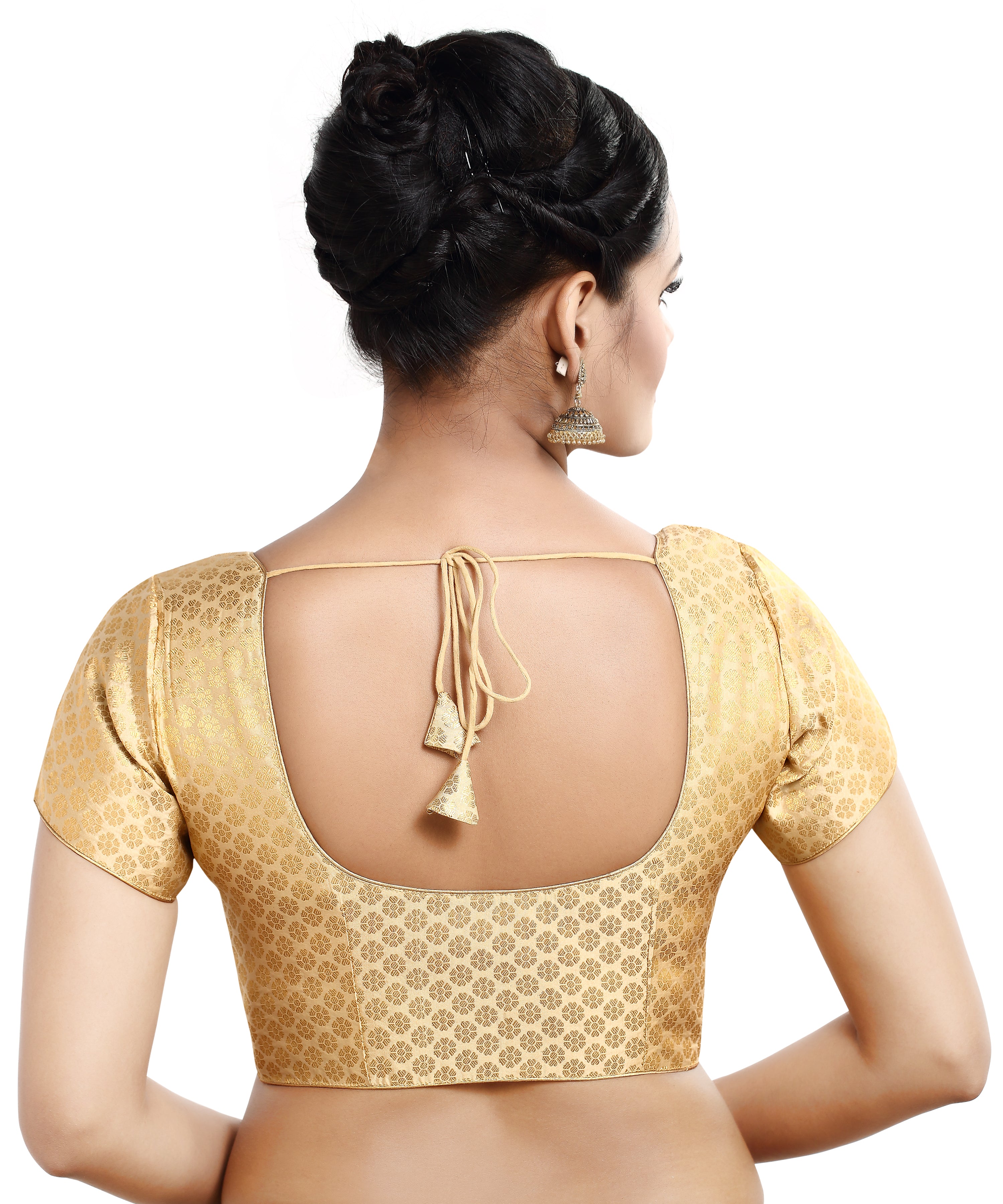 Women'S Short Sleeves Banaras Brocade Readymade Saree Blouse