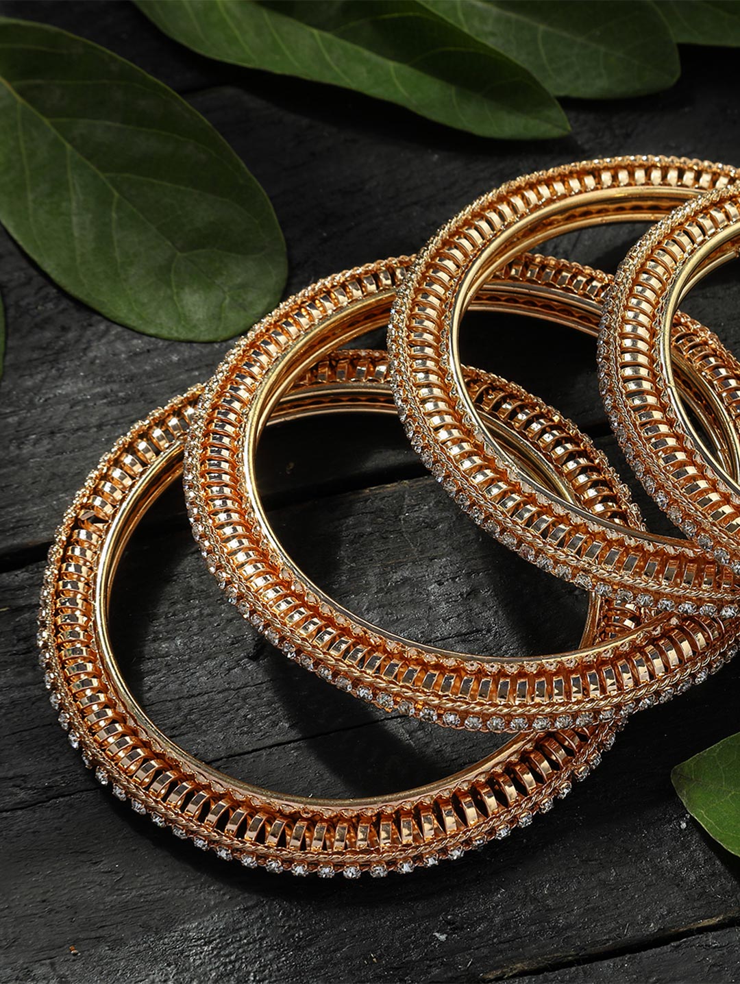 Johar Kamal Trendy American Diamond Golden colour Bangles