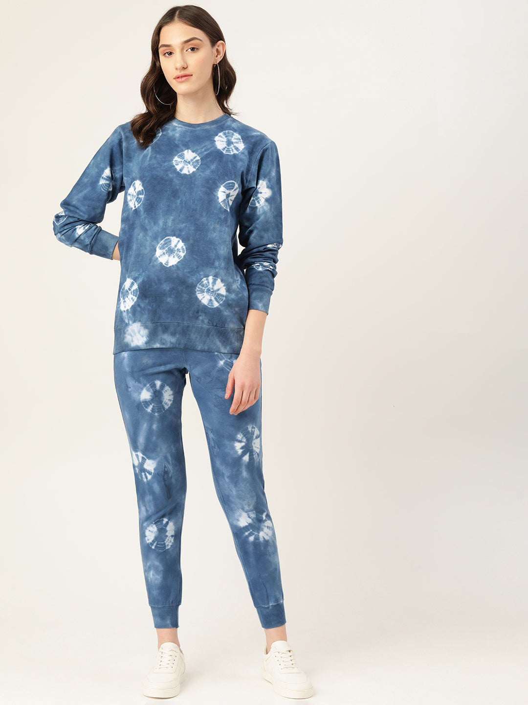 Women's Bandhej Blue Tie Dye Sweatshirt With Joggers