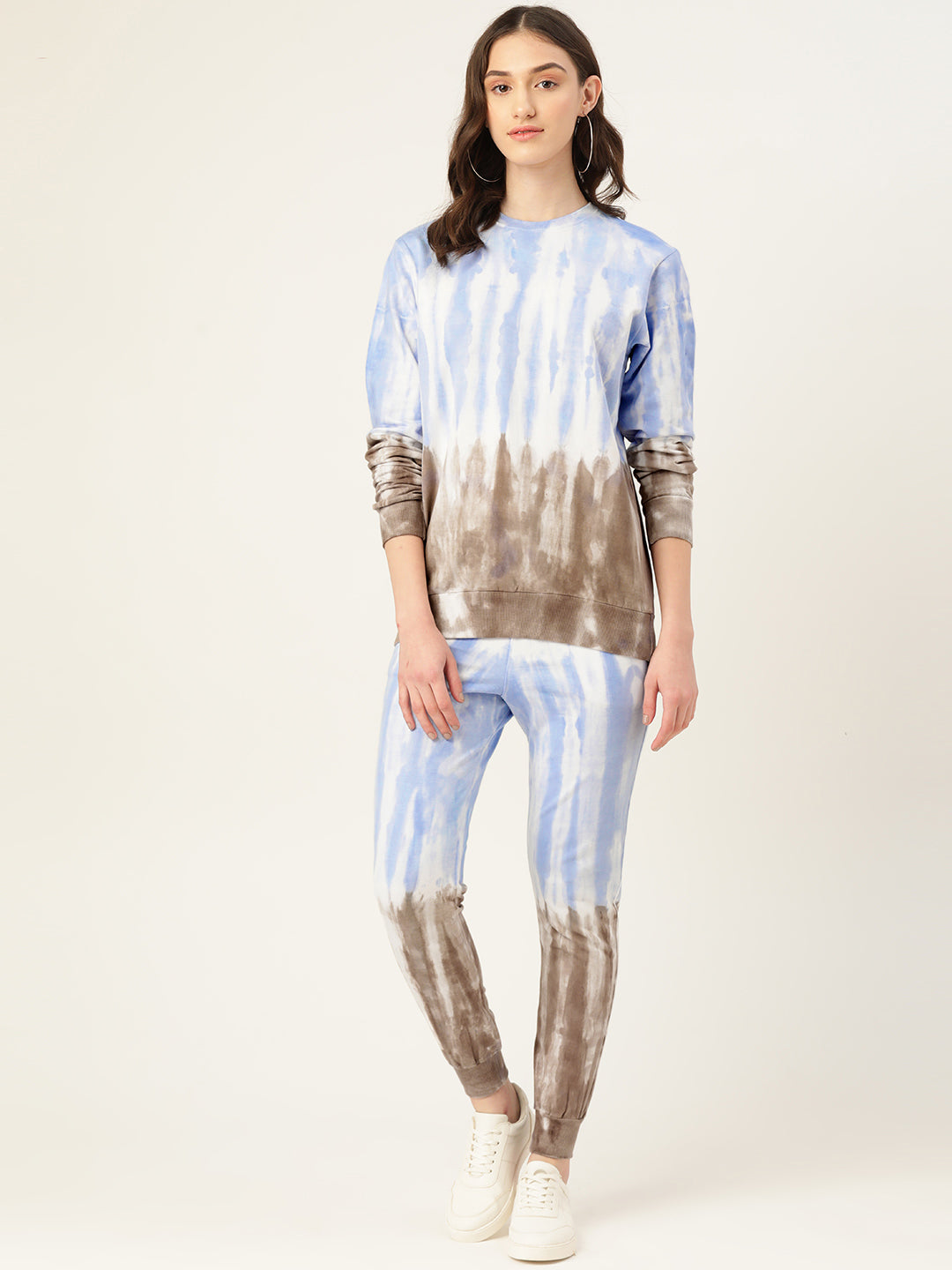 Women's Blue And Grey Tie Dye Sweatshirt With joggers