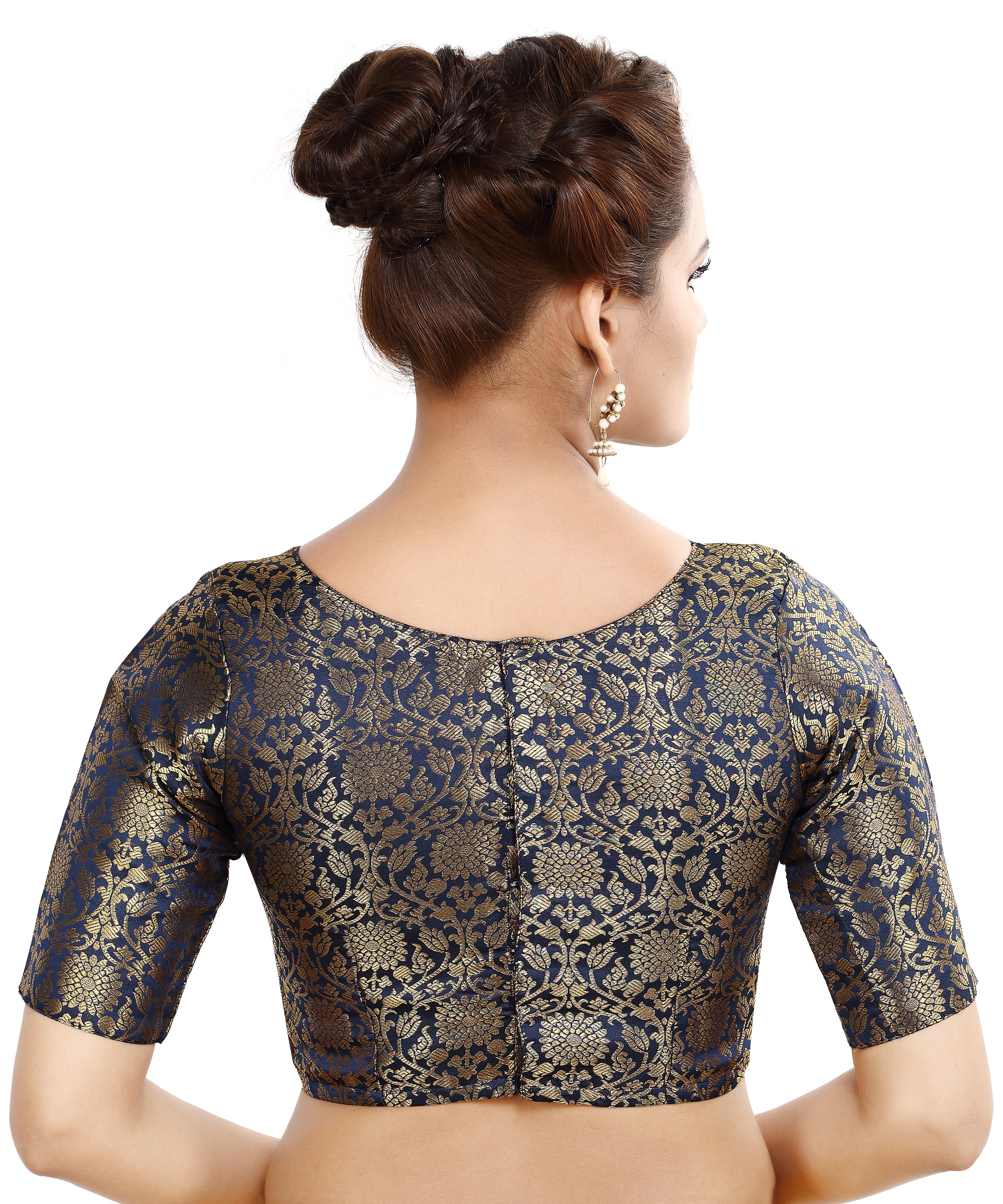 Women'S Traditional Benaras Brocade Readymade Stitched Saree Blouse