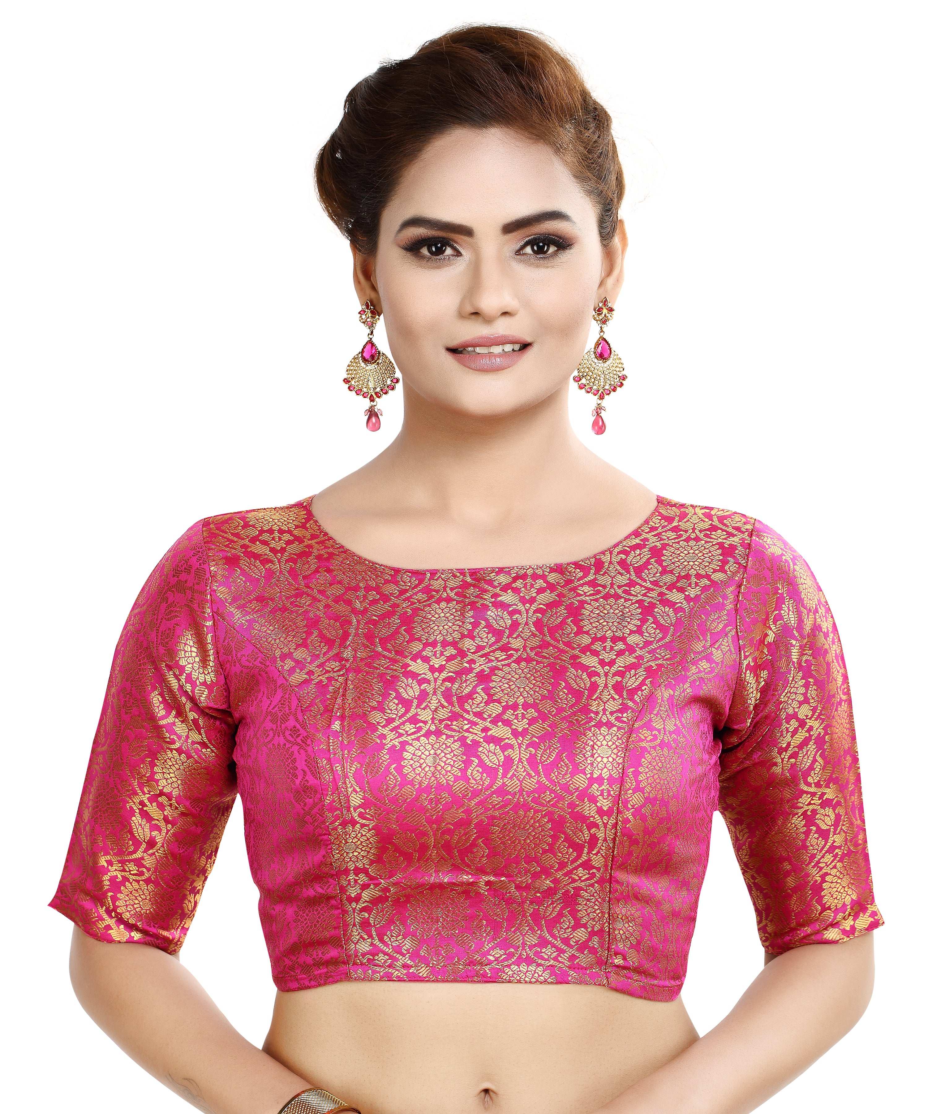 Women'S Traditional Benaras Brocade Readymade Stitched Saree Blouse