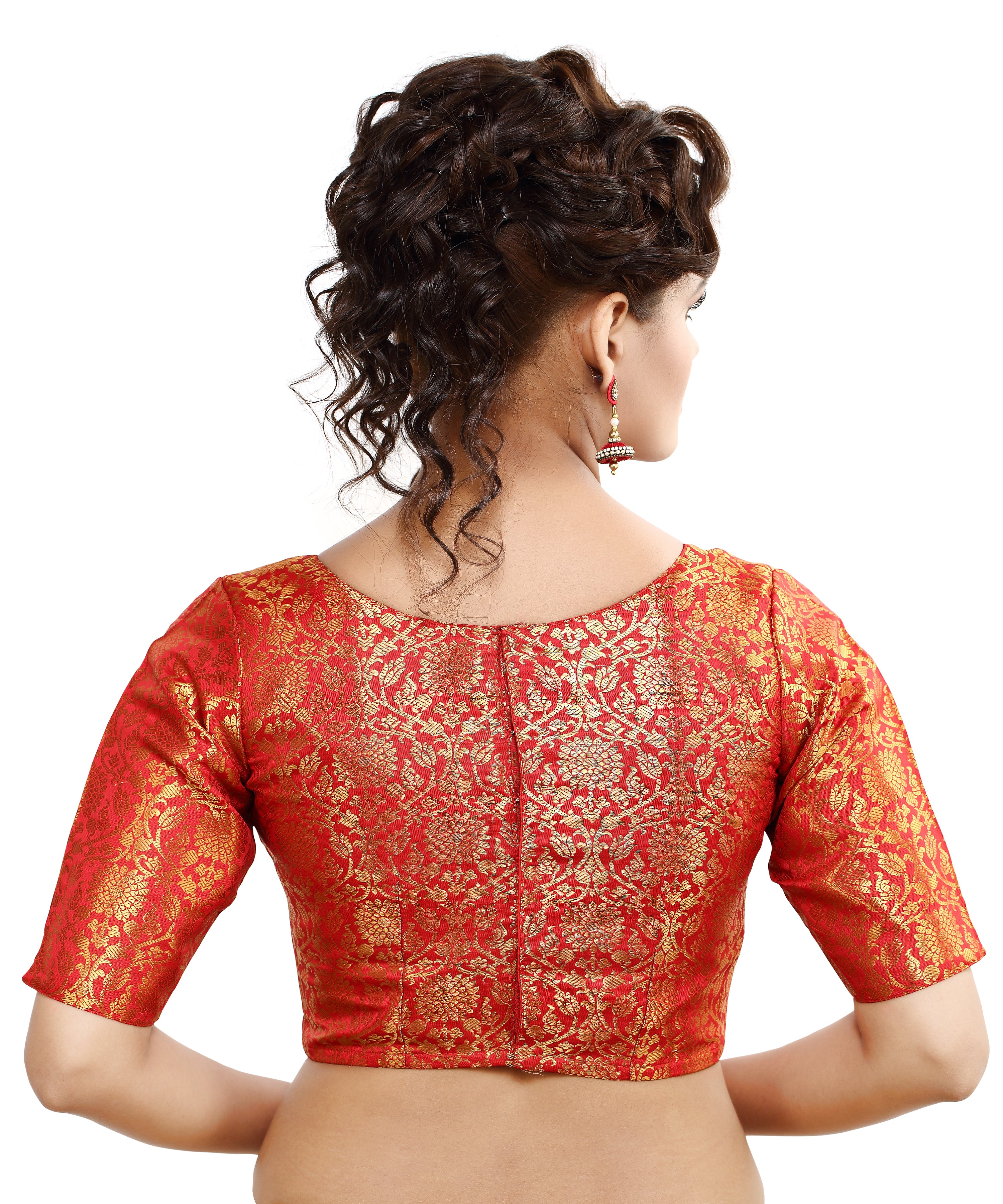Women'S Traditional Benaras Brocade Readymade Stitched Saree Blouse