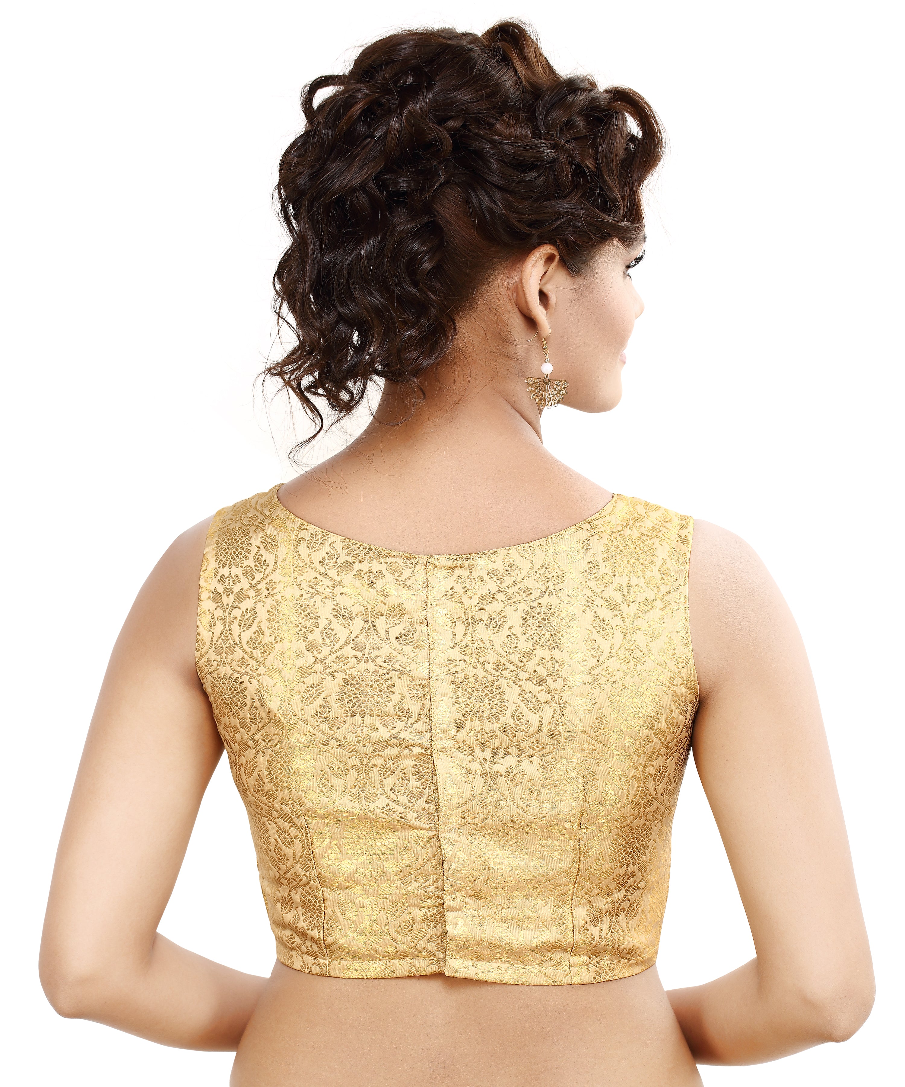 Women'S Traditional Rich Banaras Brocade Sleeveless Readymade Saree Blouse