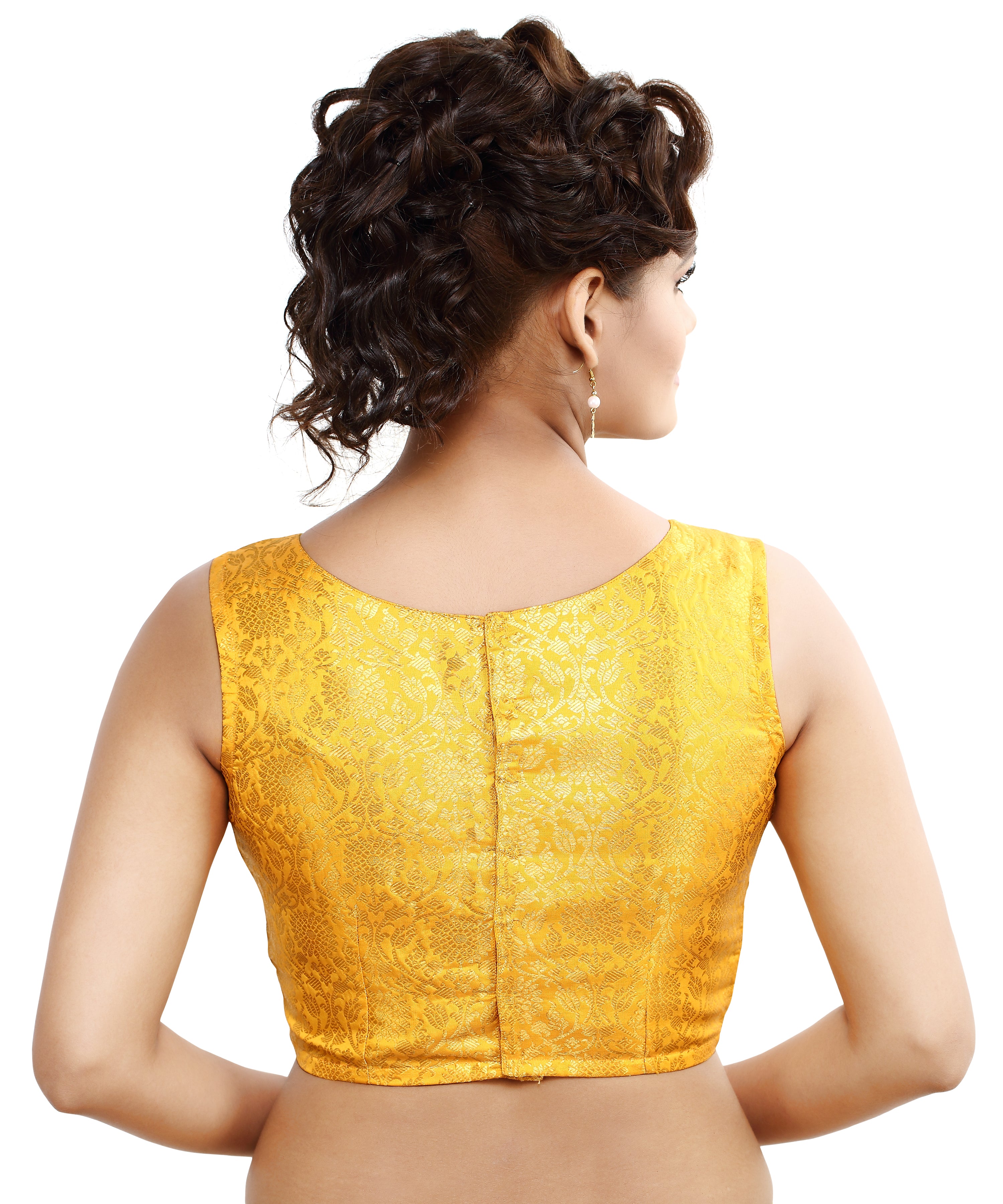 Women'S Traditional Rich Banaras Brocade Sleeveless Readymade Saree Blouse