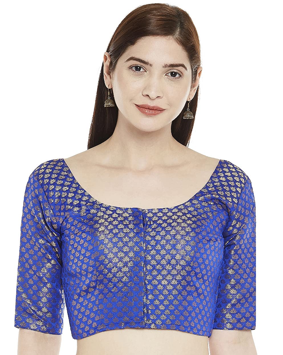 Women's Royal Blue Brocade Blouse