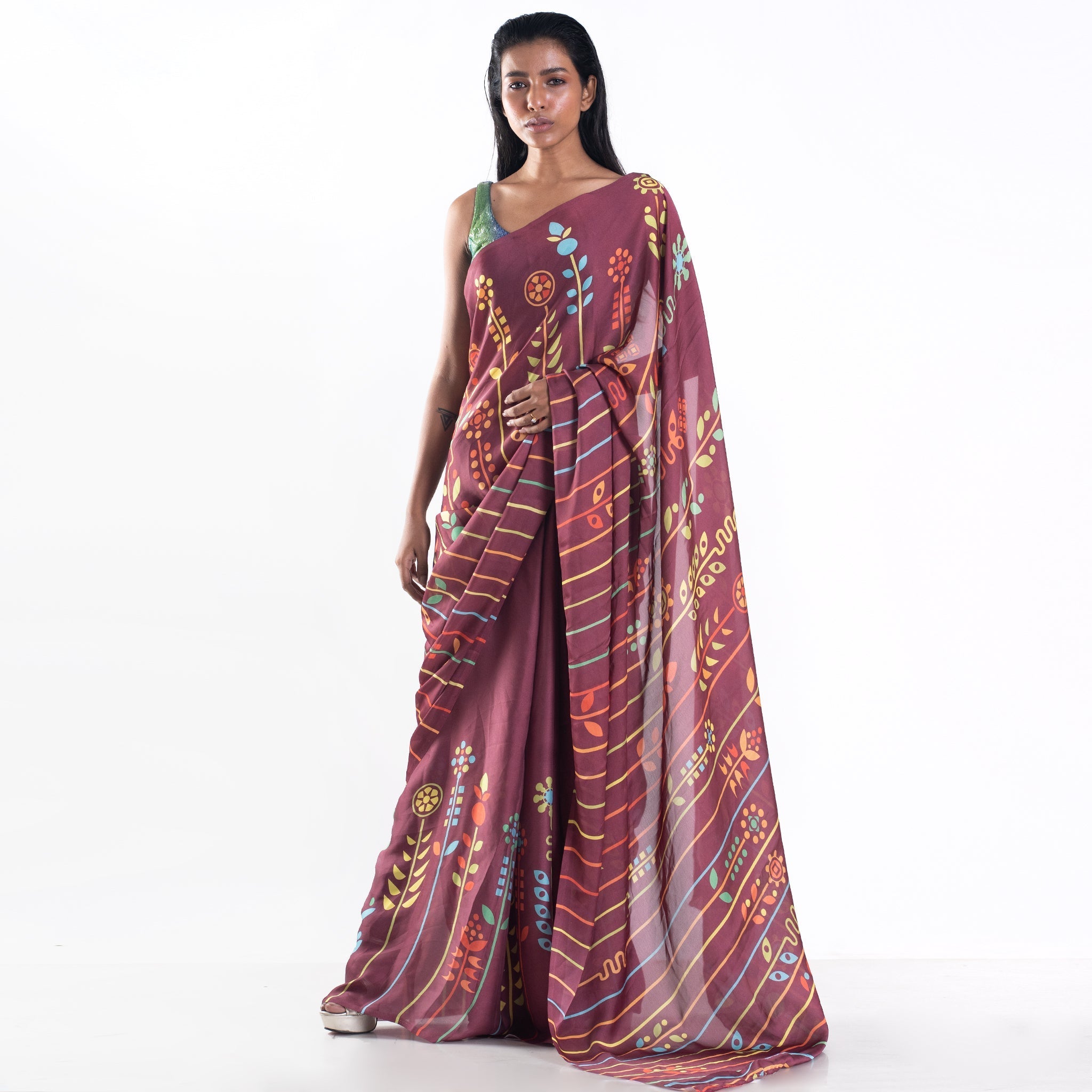 Women's Avatar Digital Printed Satin Georgette Saree