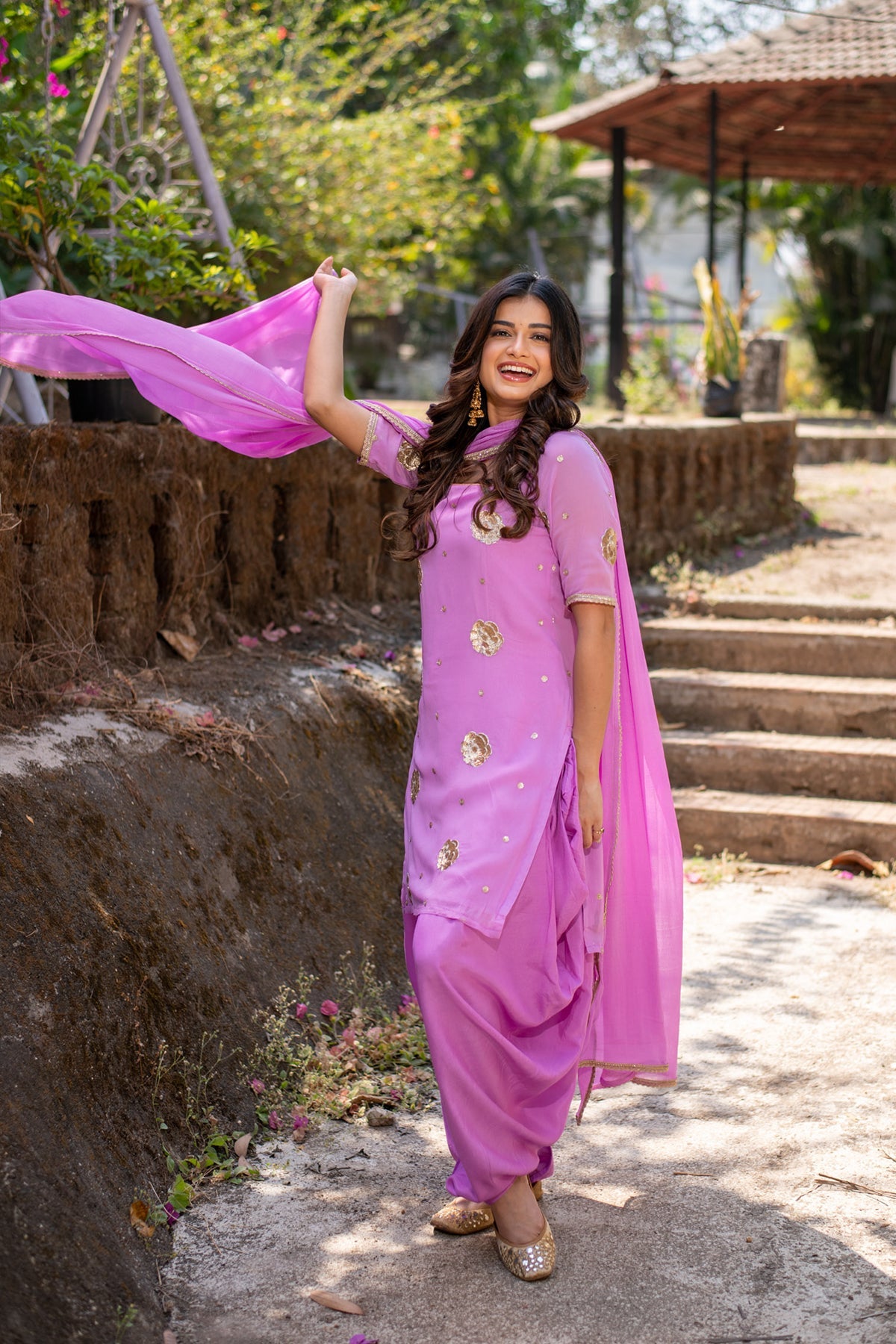 Women's Light Purple Patialla Set
