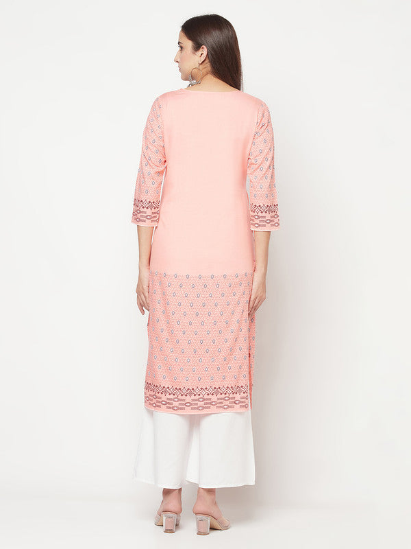 Women's Rayon Digital Screen print straight kurta,Pea