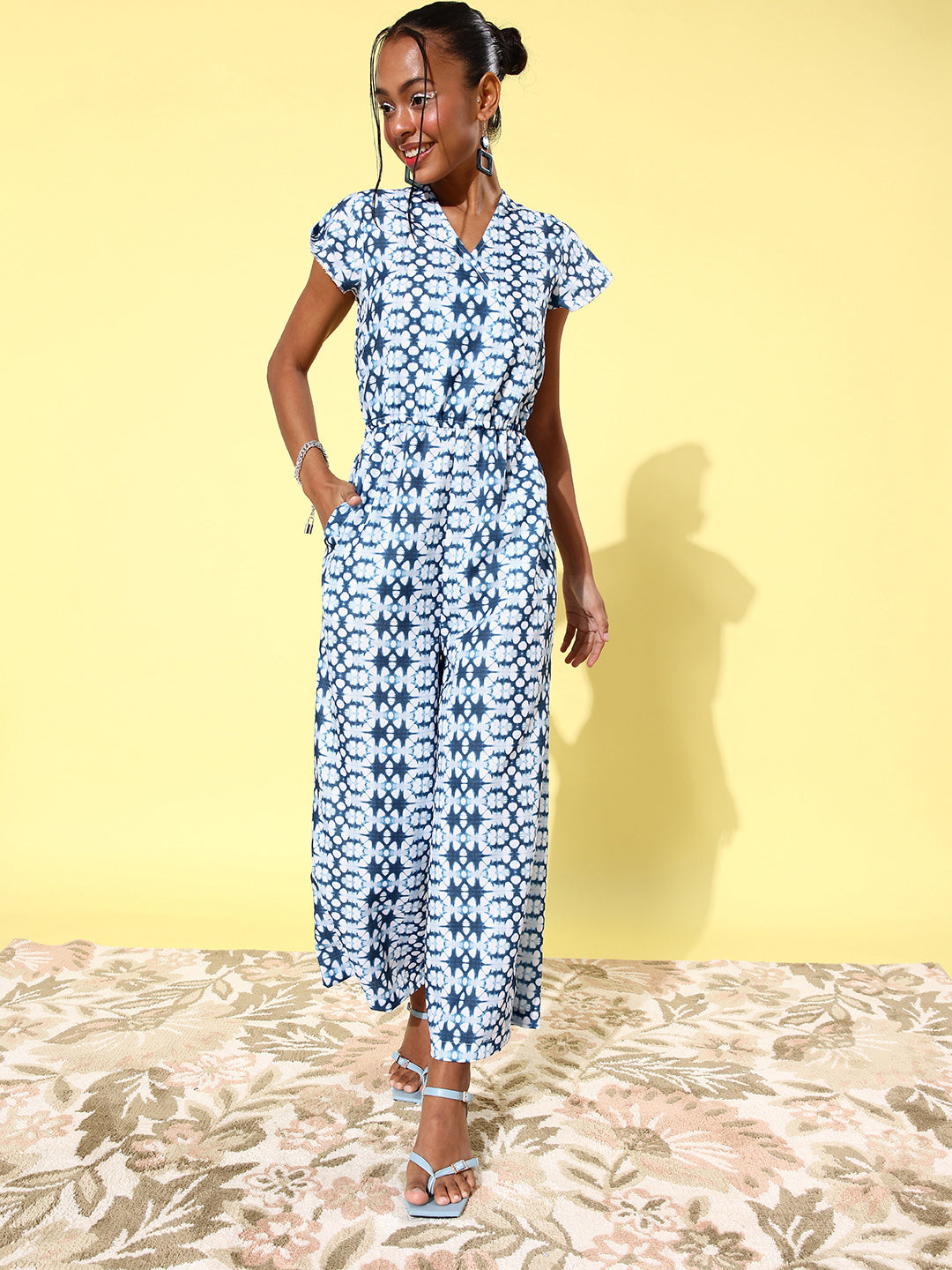 Women's Circular Tie & Dye Linen  Jumpsuit
