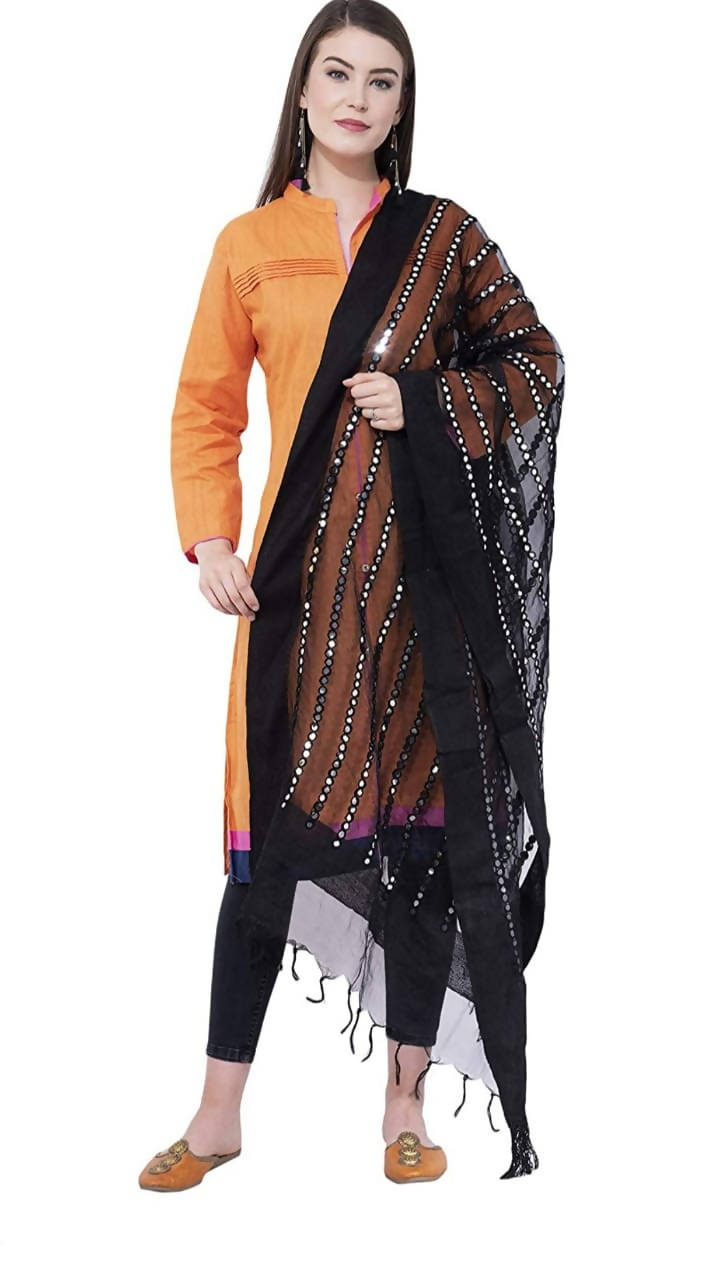 Women's Orgenza Mirror Stipe Black Dupatta & Chunni Mfd0021