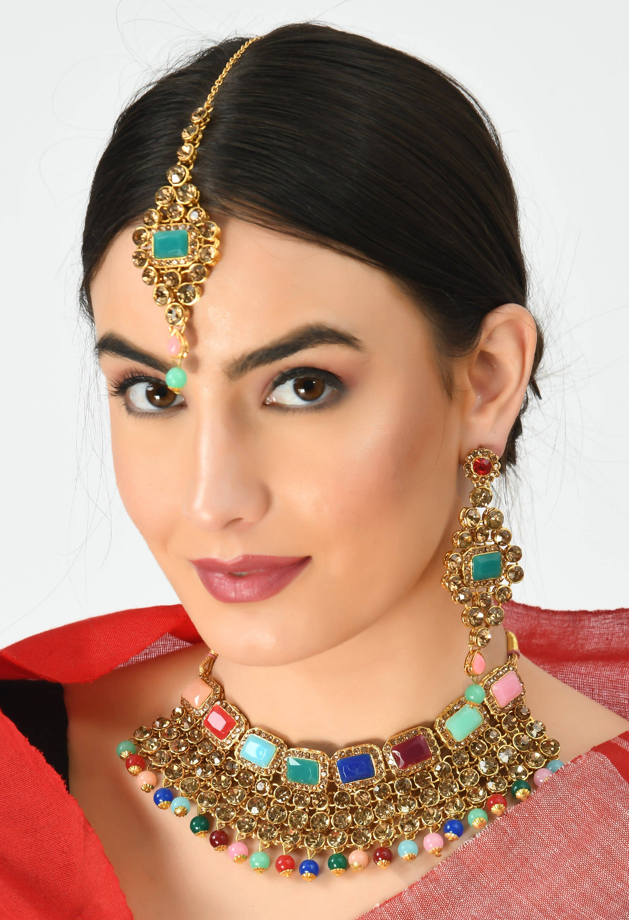 Johar Kamal Traditional Rajwadi Design Heavy Multi Color Necklac