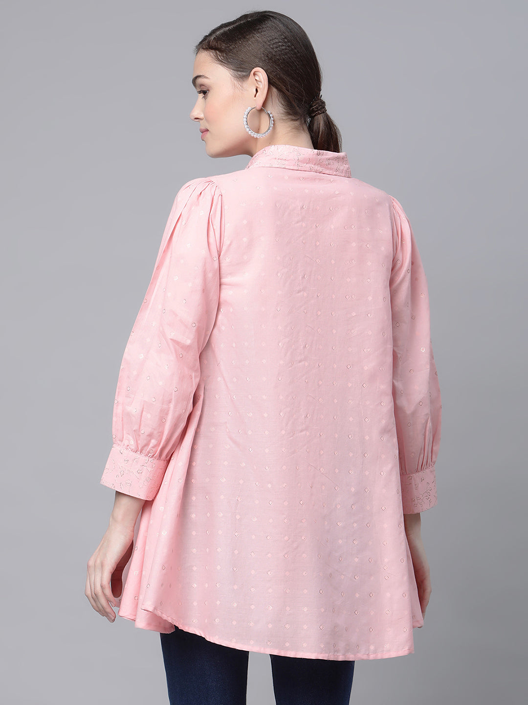 Women's Baby Pink Cotton Printed Tunic By Ahal