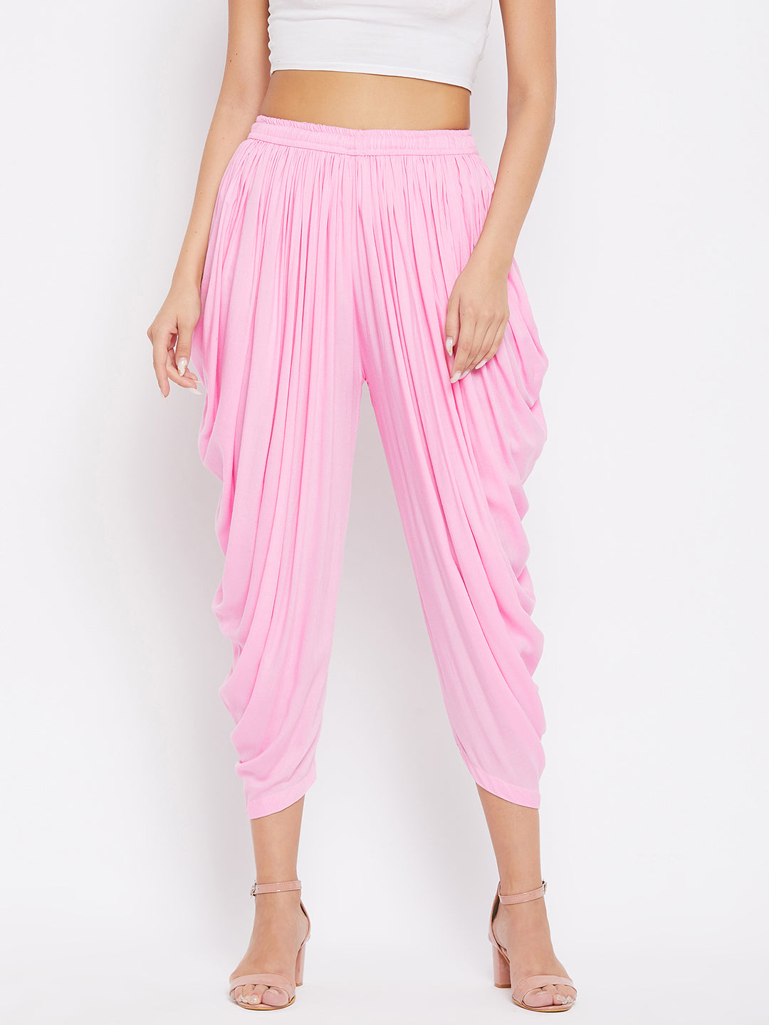 Women's Pink Rayon Dhoti Salwar