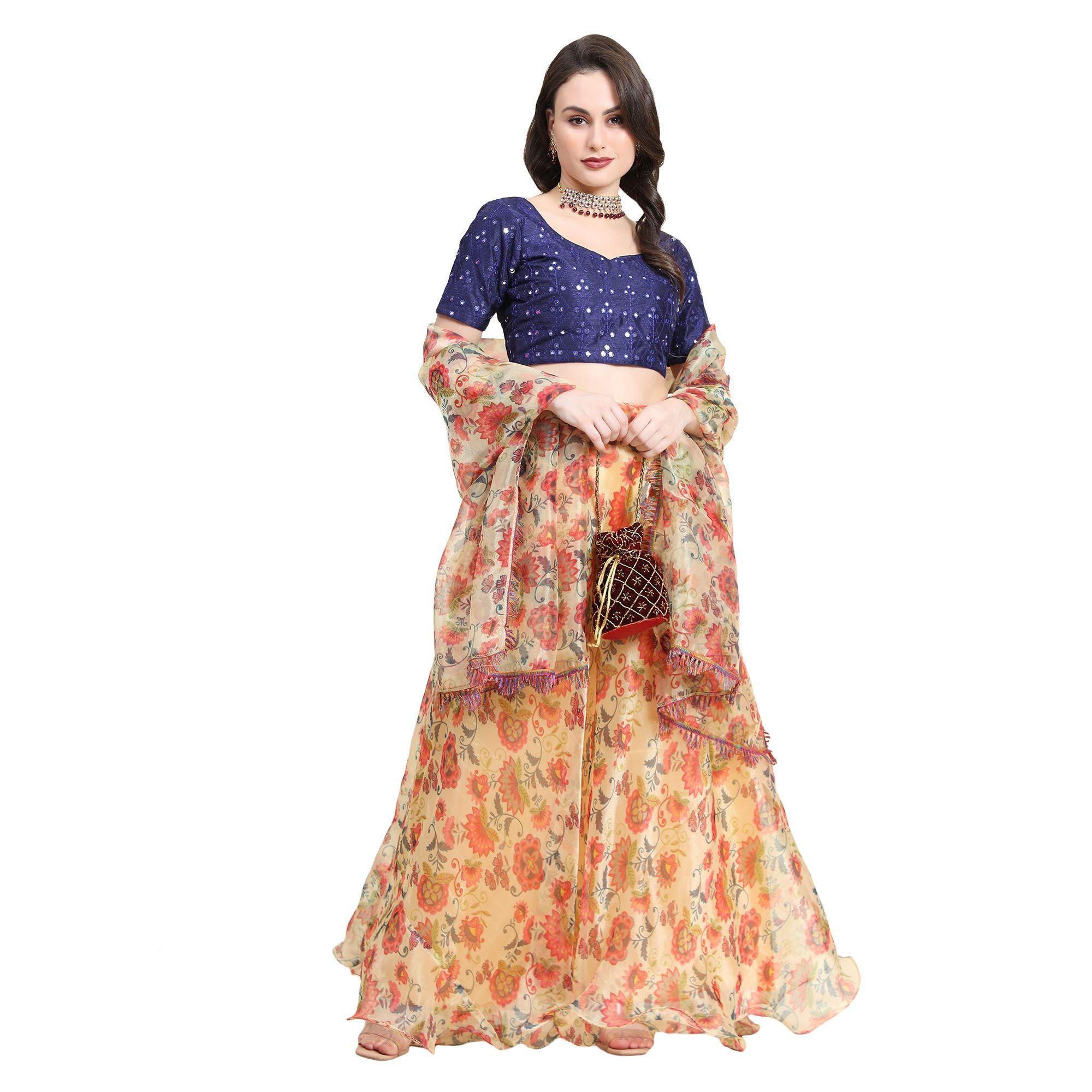 Women's Yellow color Semi-Stitched  Lehenga Choli with Dupatta