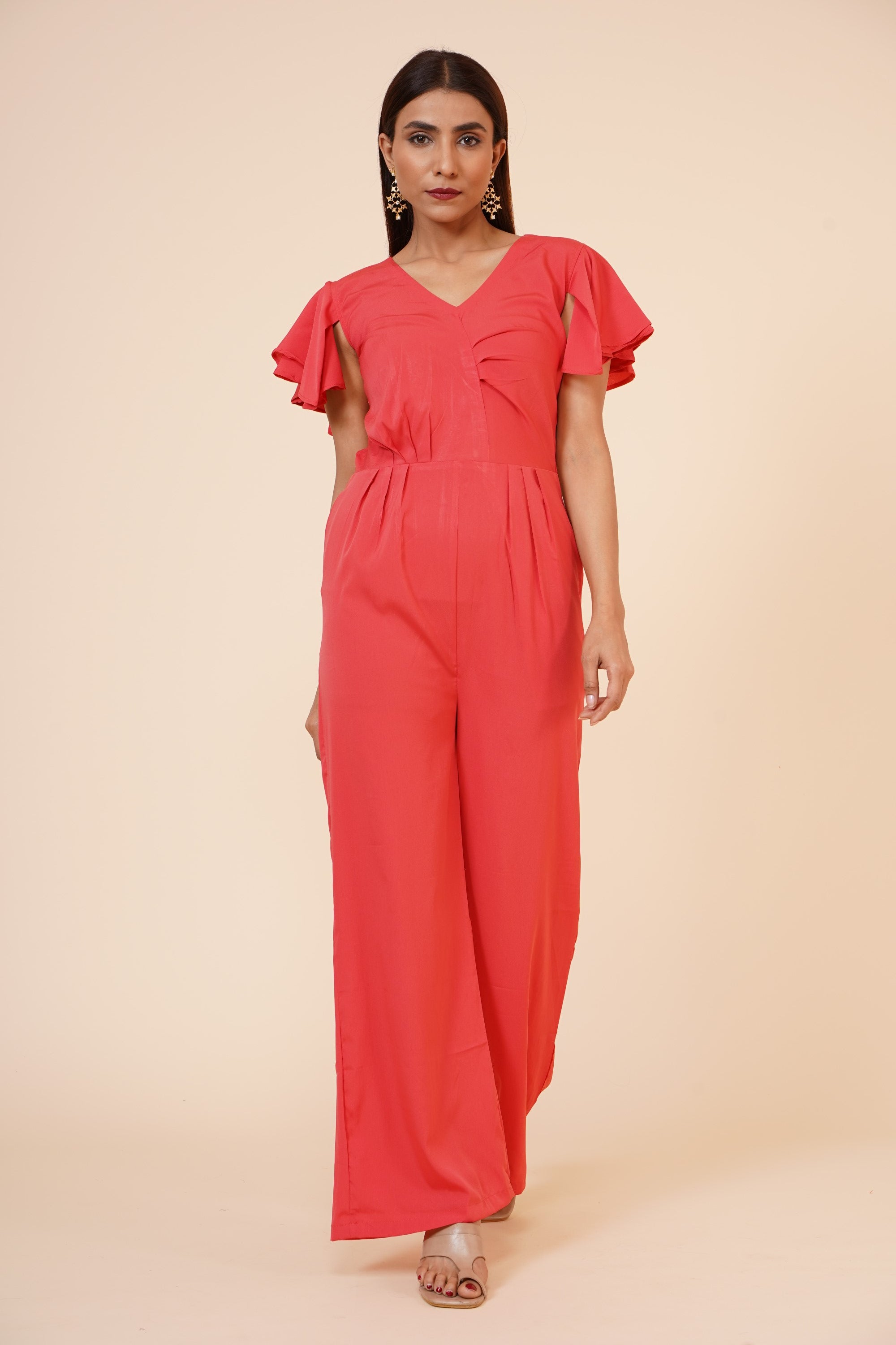 Women's Drape  Party/ Casual Jumpsuit In Peach