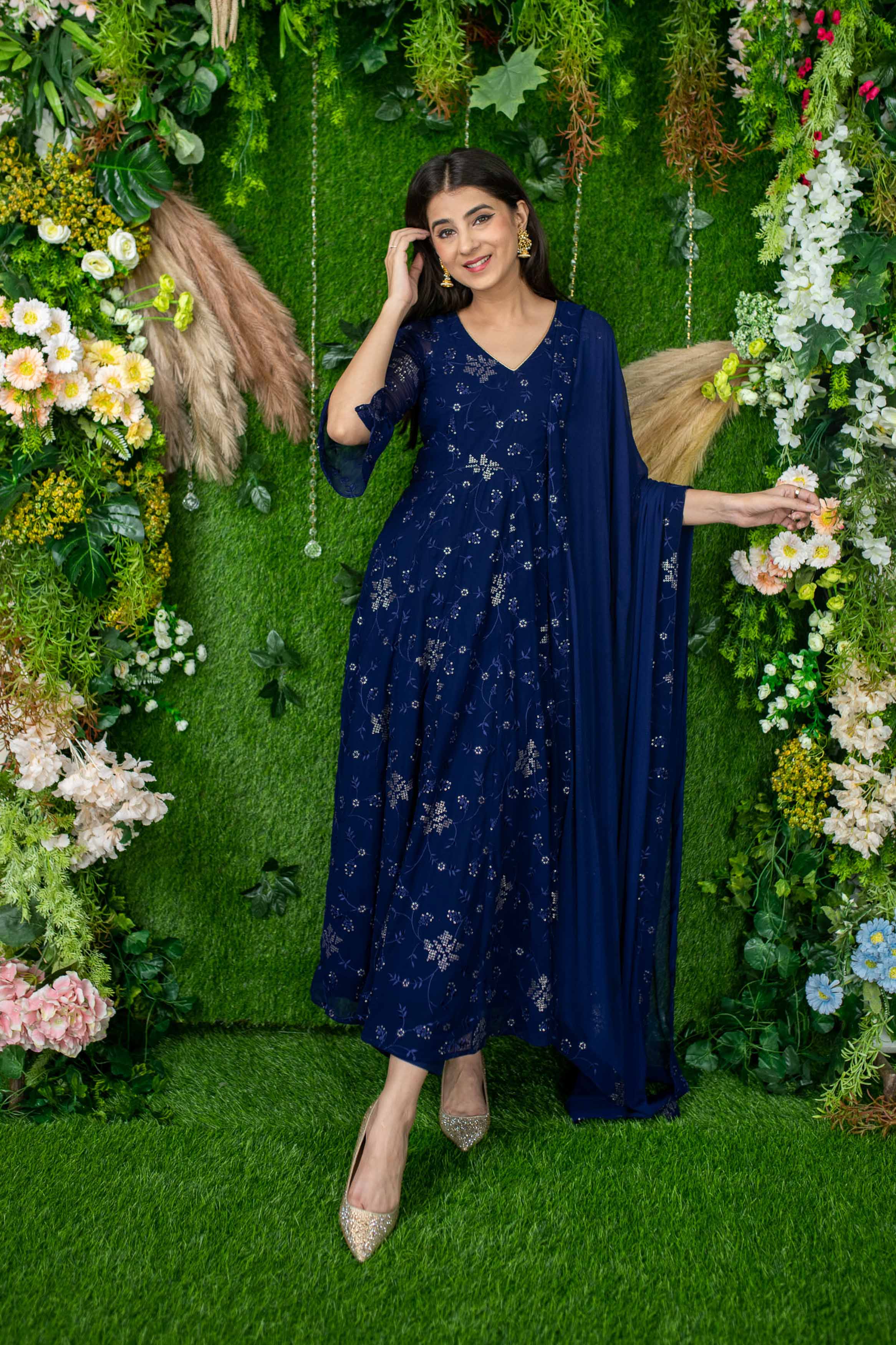 Women's Imperial Blue Anarkali Set