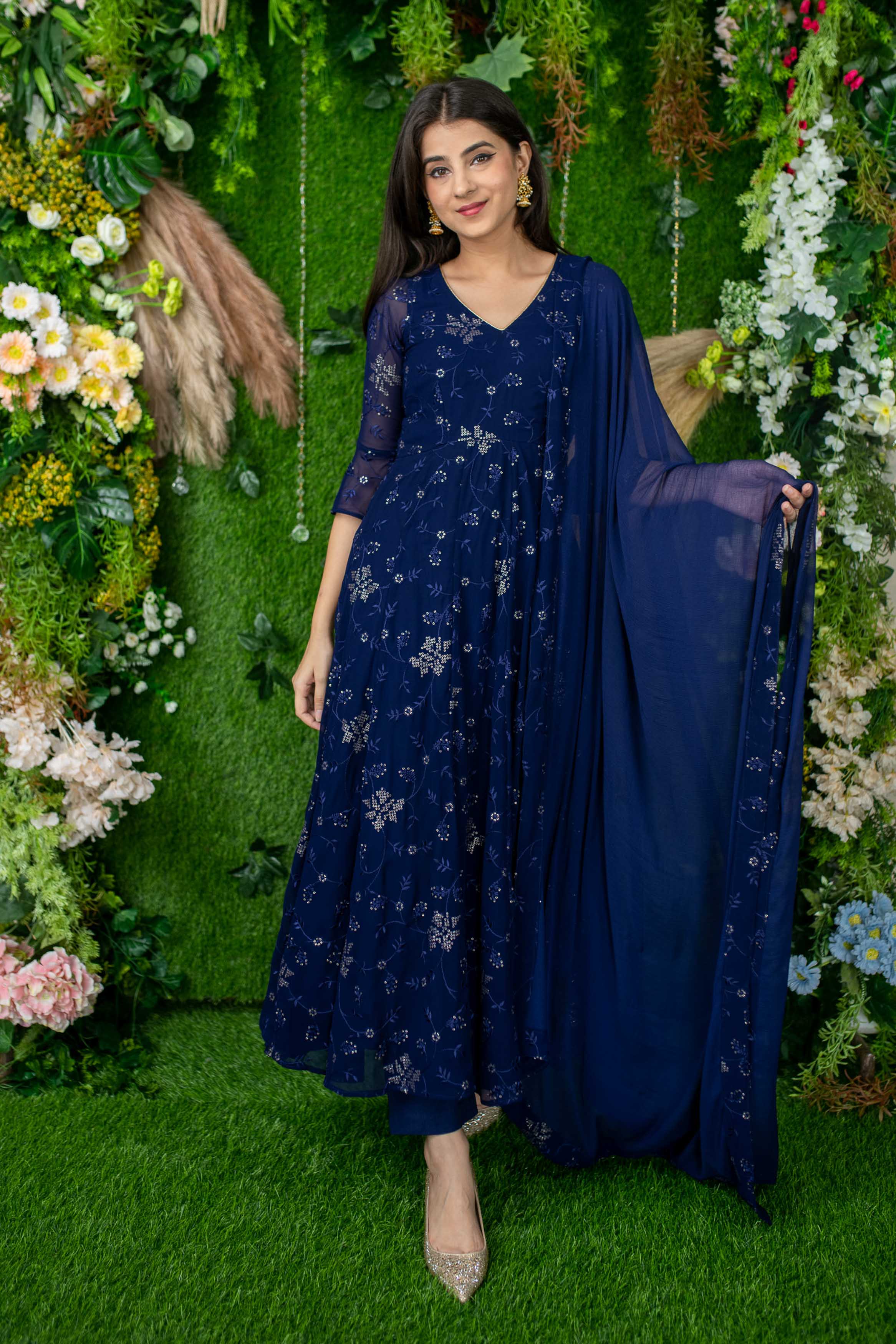 Women's Imperial Blue Anarkali Set