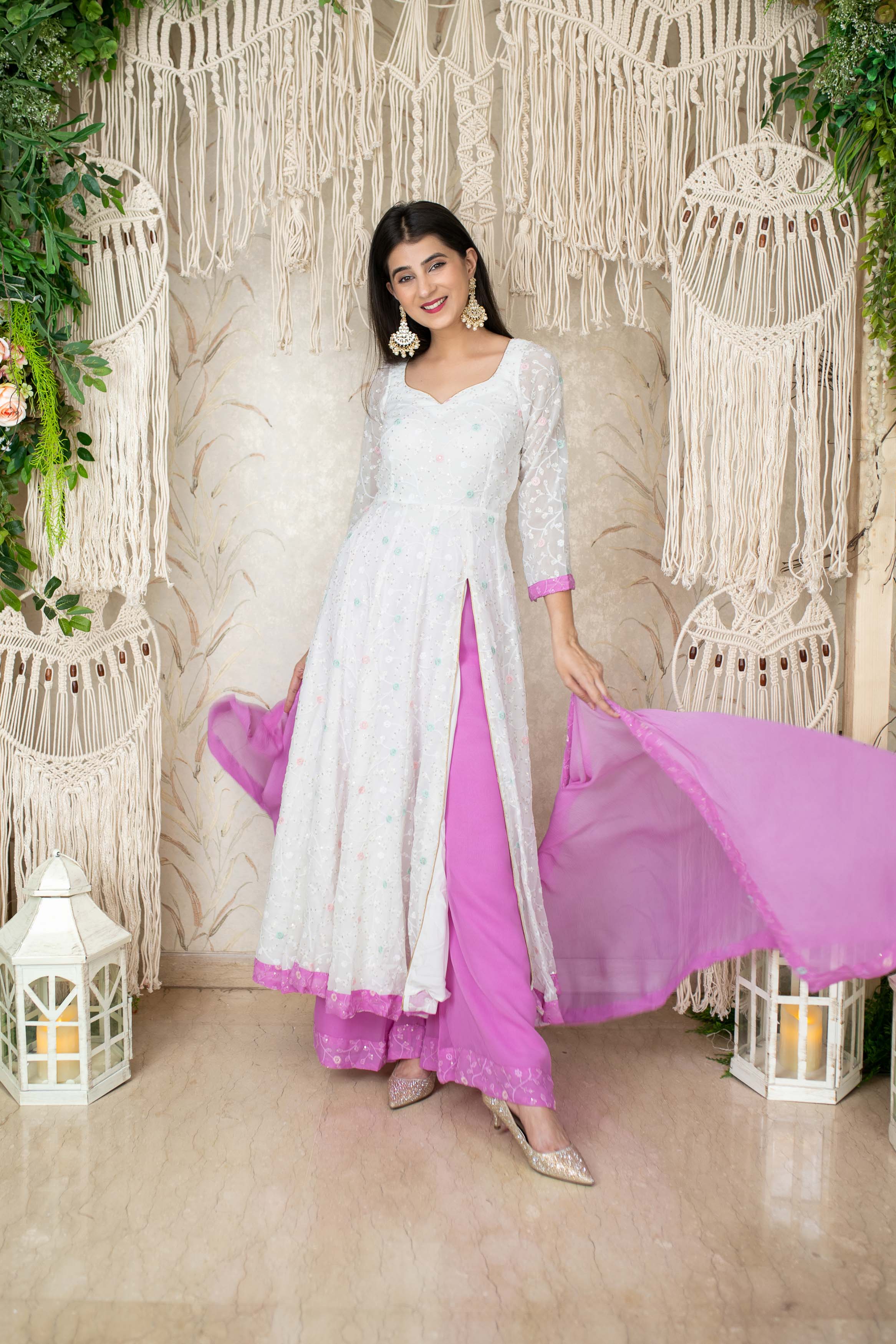 Women's White And Lavender (3pcs set) - Anarka