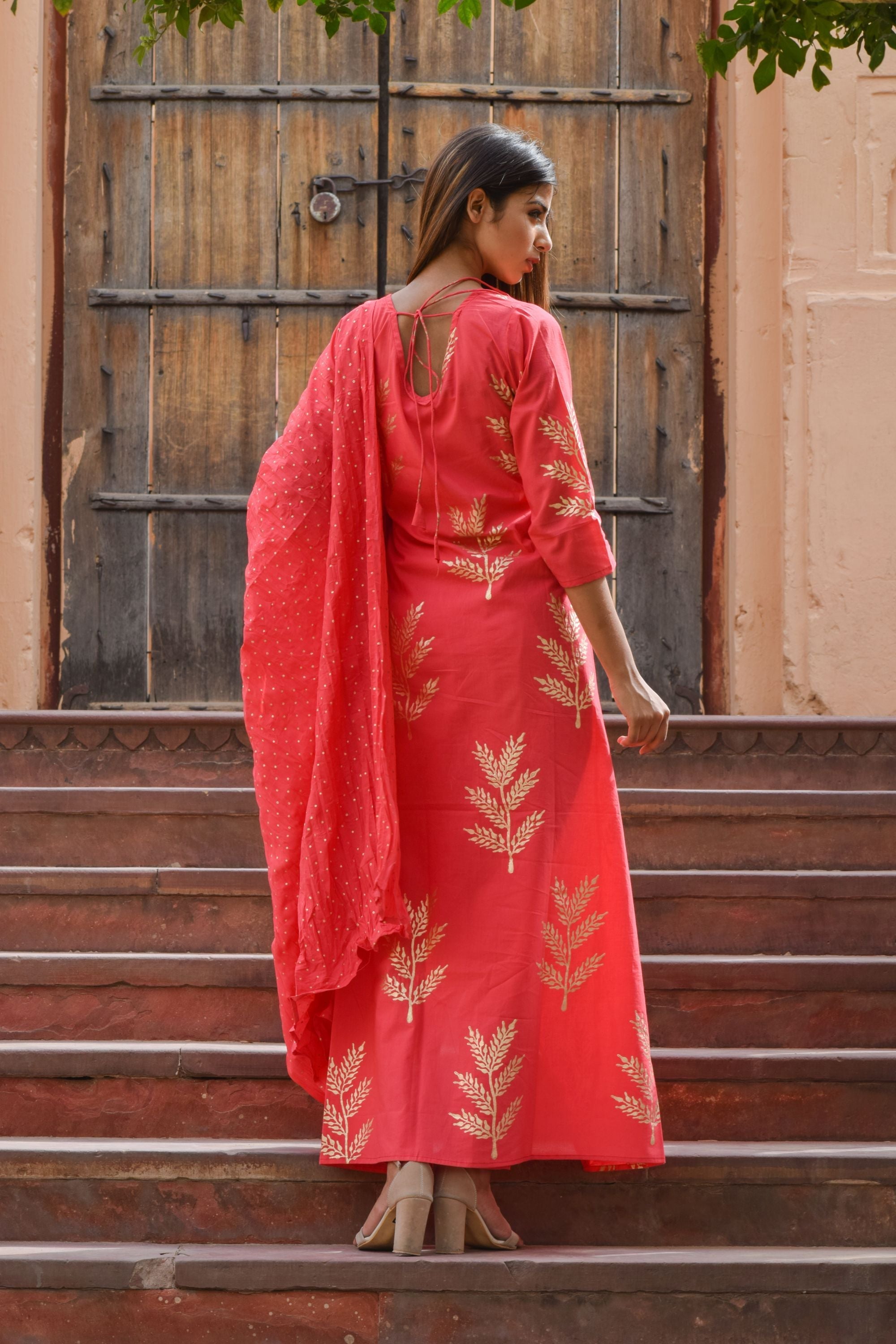 Women's Asymentric Kurta Suit Set (3Pc Set)